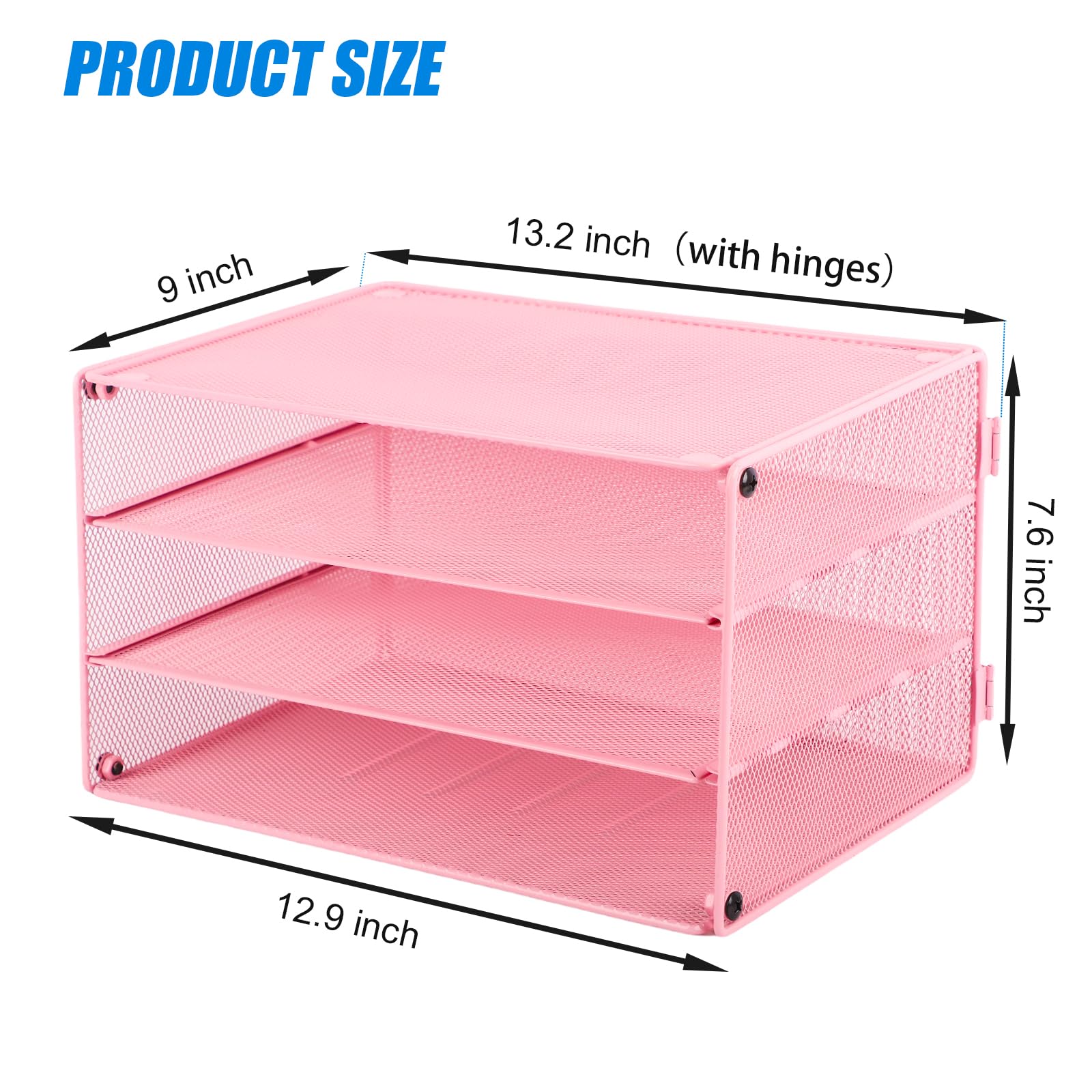 EASEPRES Paper Organizer Tray, 3 Tier Mesh Desk File Organizer Letter Sorter Holder for Home