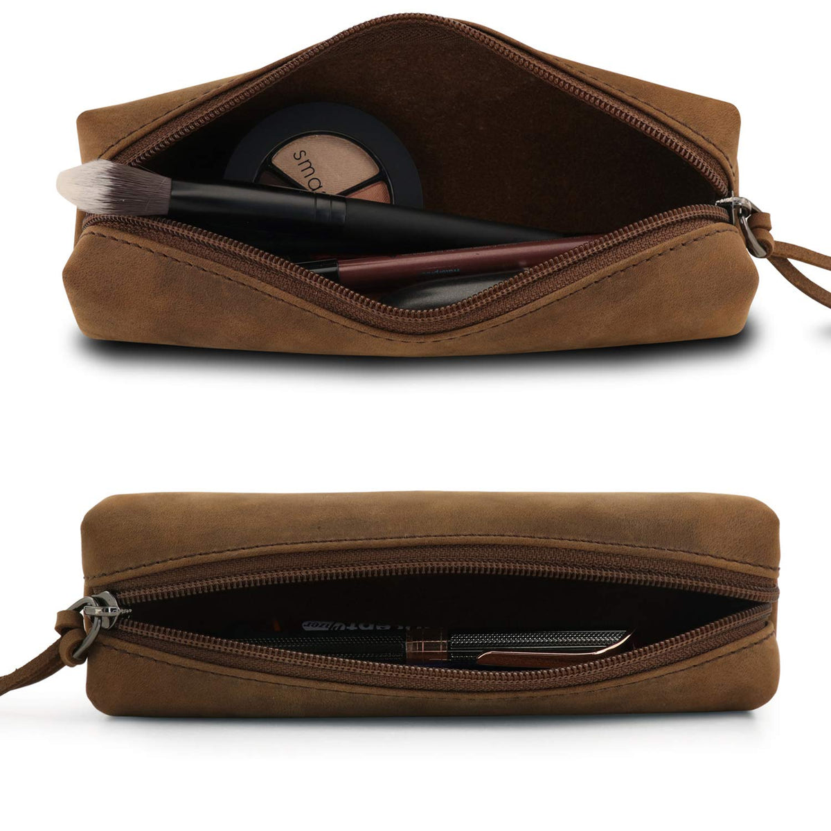 Londo Genuine Leather Zipper Pen, Pencil & Cosmetic Case