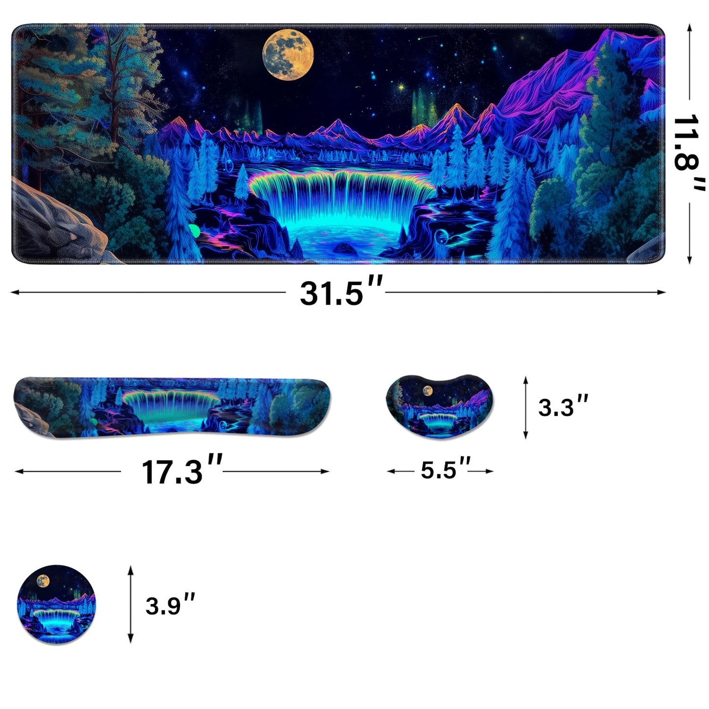 Desk Pad and Keyboard Wrist Rest, Large Mouse Pad + Keyboard Pad+Mouse Wrist Support, Non-Slip Desk