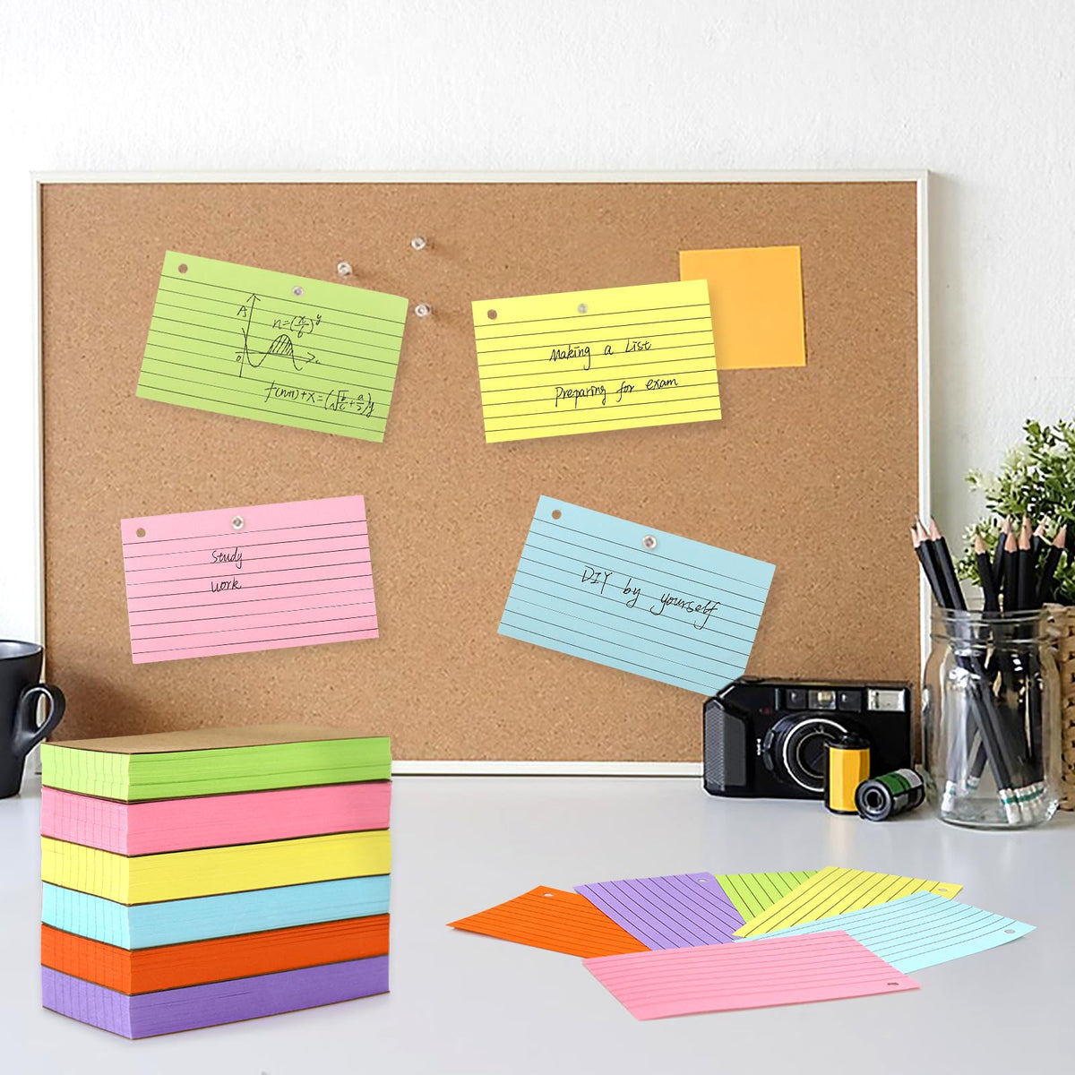 Lovppy 600PCS Index Cards,3x5 Inches Colored Flash Cards with Ring, Punched Lined Flashcards Ruled