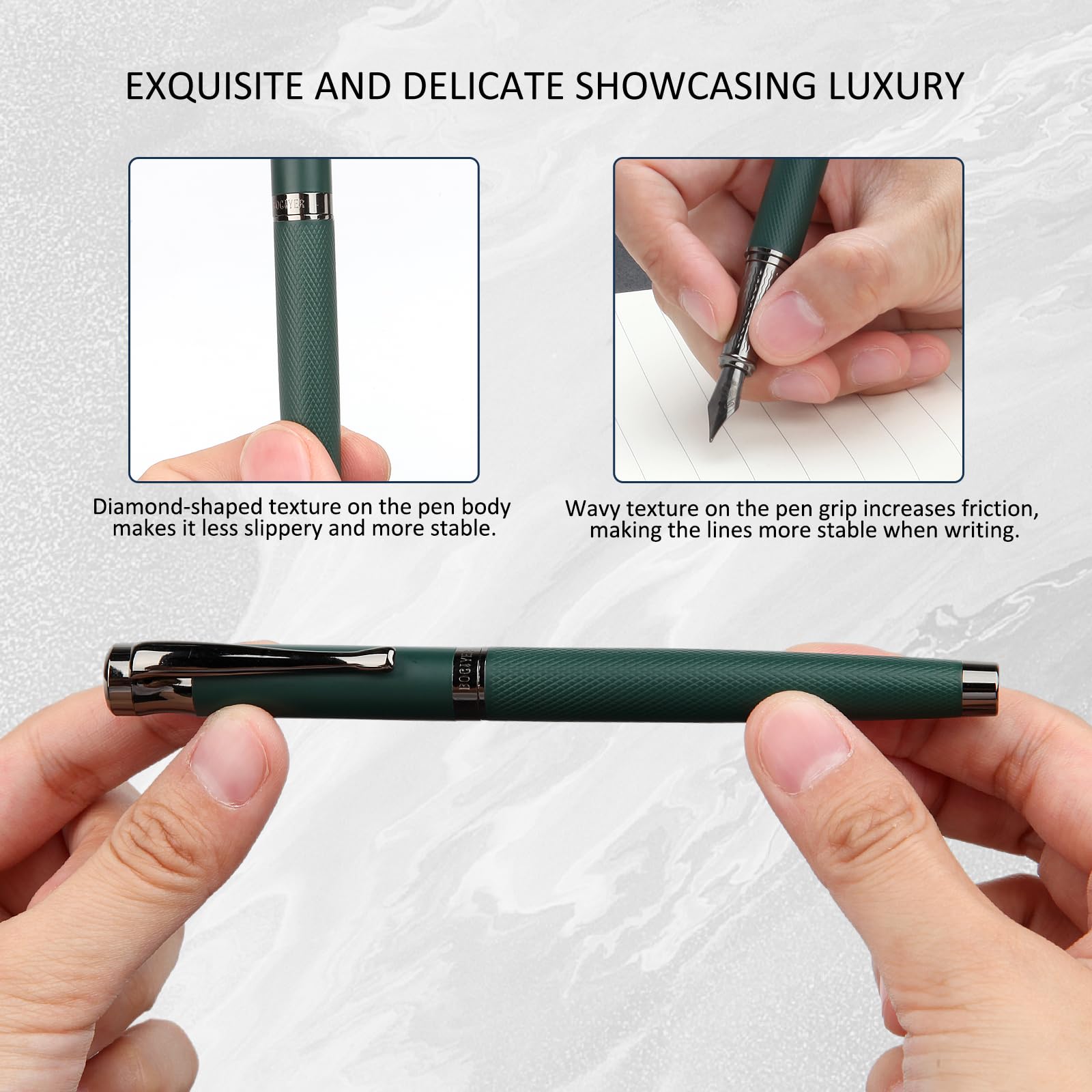 BOCIYER Luxury Fountain Pen Set,Ink Pen for Smooth Writing,Medium Nib,Includes 10 Ink