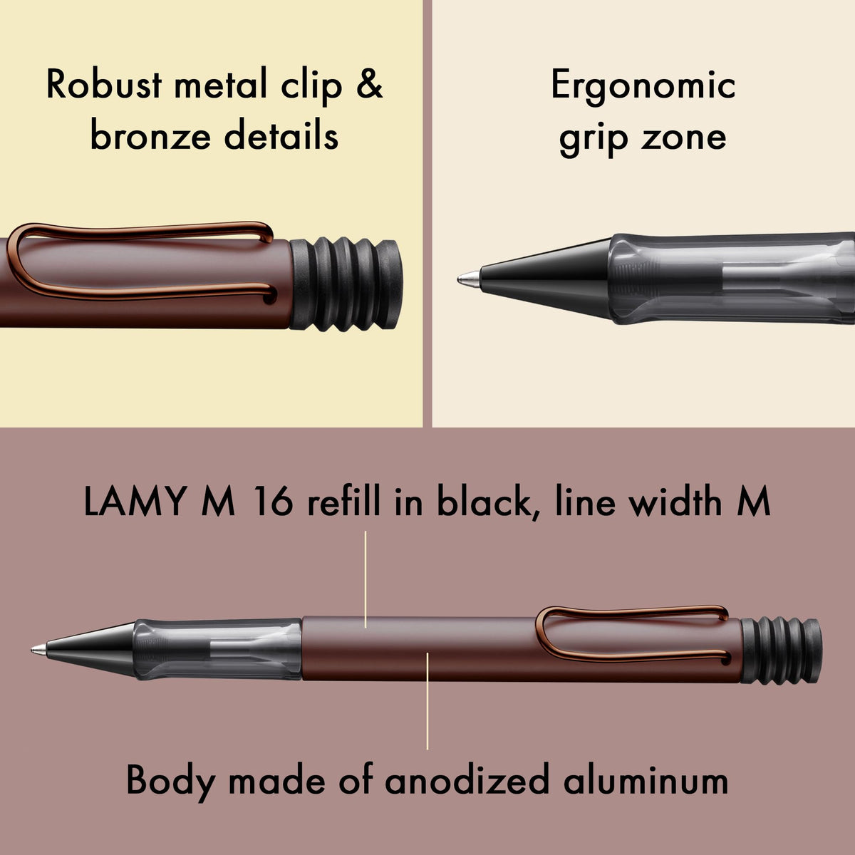Lamy Lx marron Ballpoint Pen - lightweight Pen with transparent, ergonomic grip & line width M