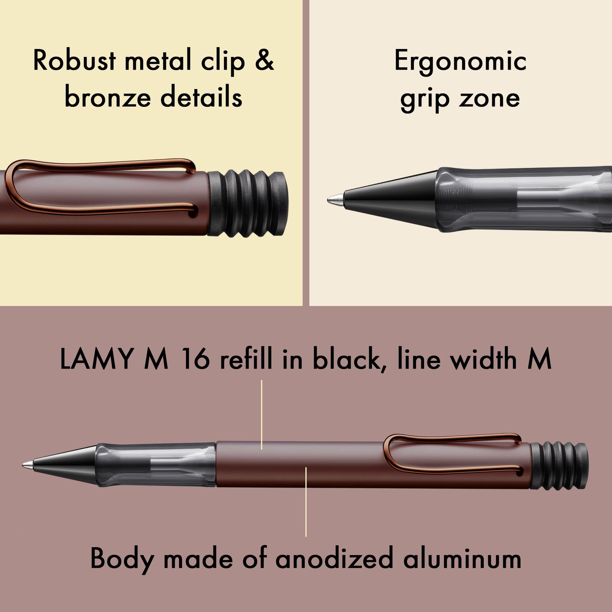 Lamy Lx marron Ballpoint Pen - lightweight Pen with transparent, ergonomic grip & line width M