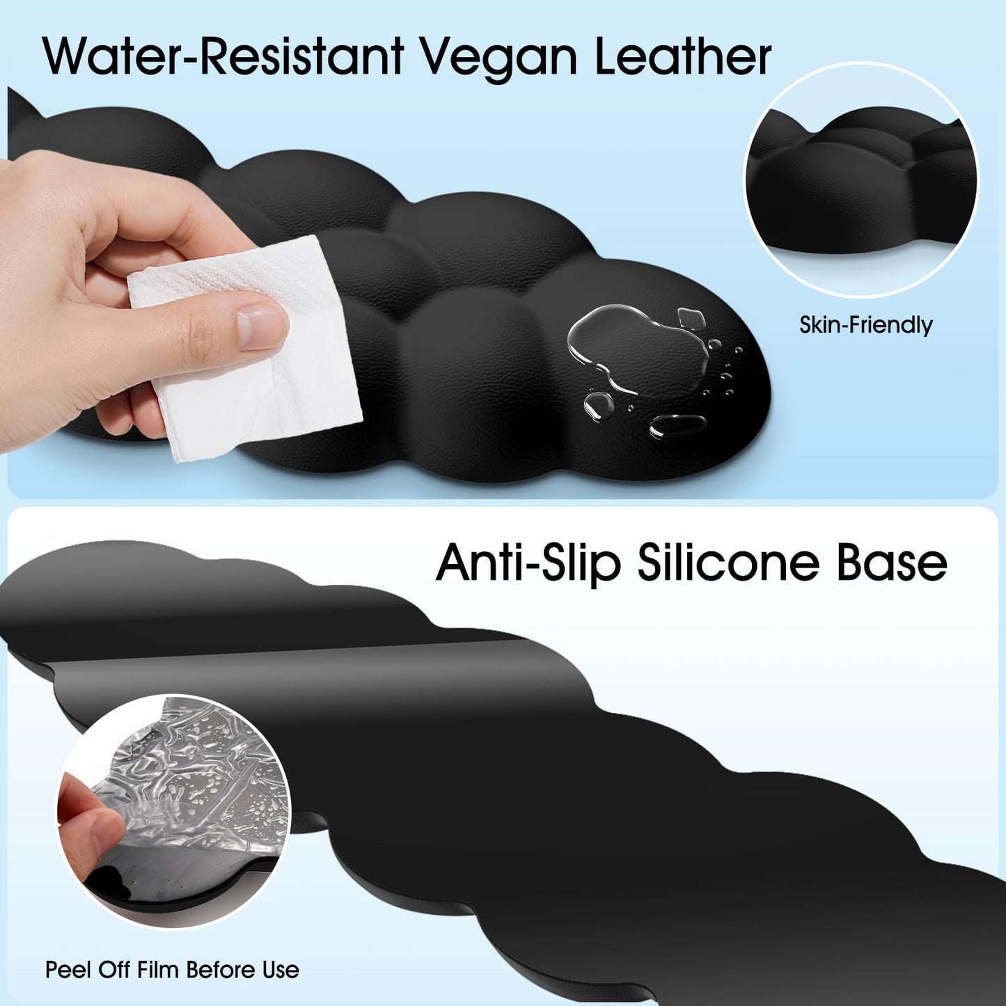 Retuhapy Cloud Wrist Rest Keyboard Cushion and Cloud Mouse Pad, Black