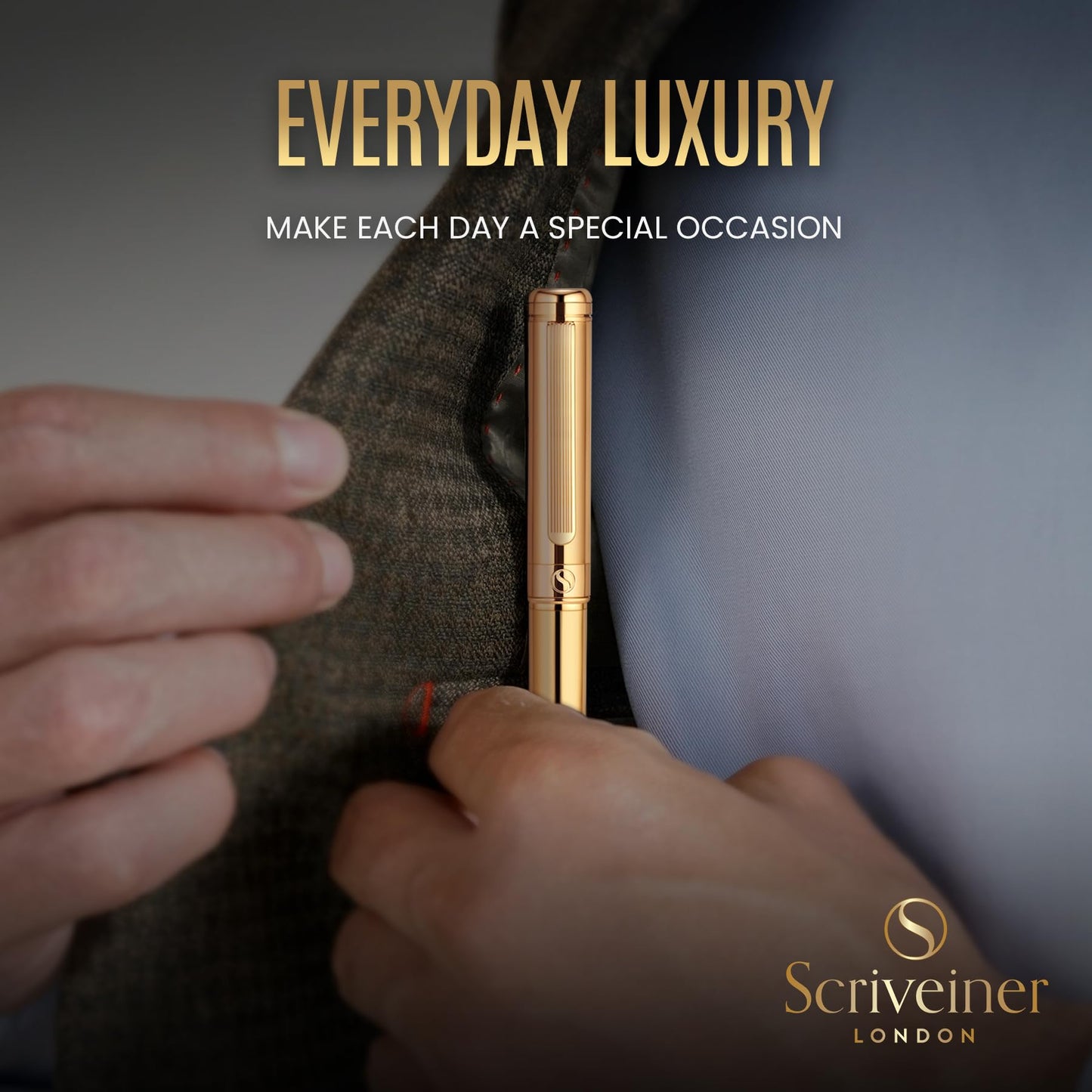 Scriveiner Gold Ballpoint Pen - Stunning Luxury Pen, Real Gold Plating, Schmidt Black Refill, Best