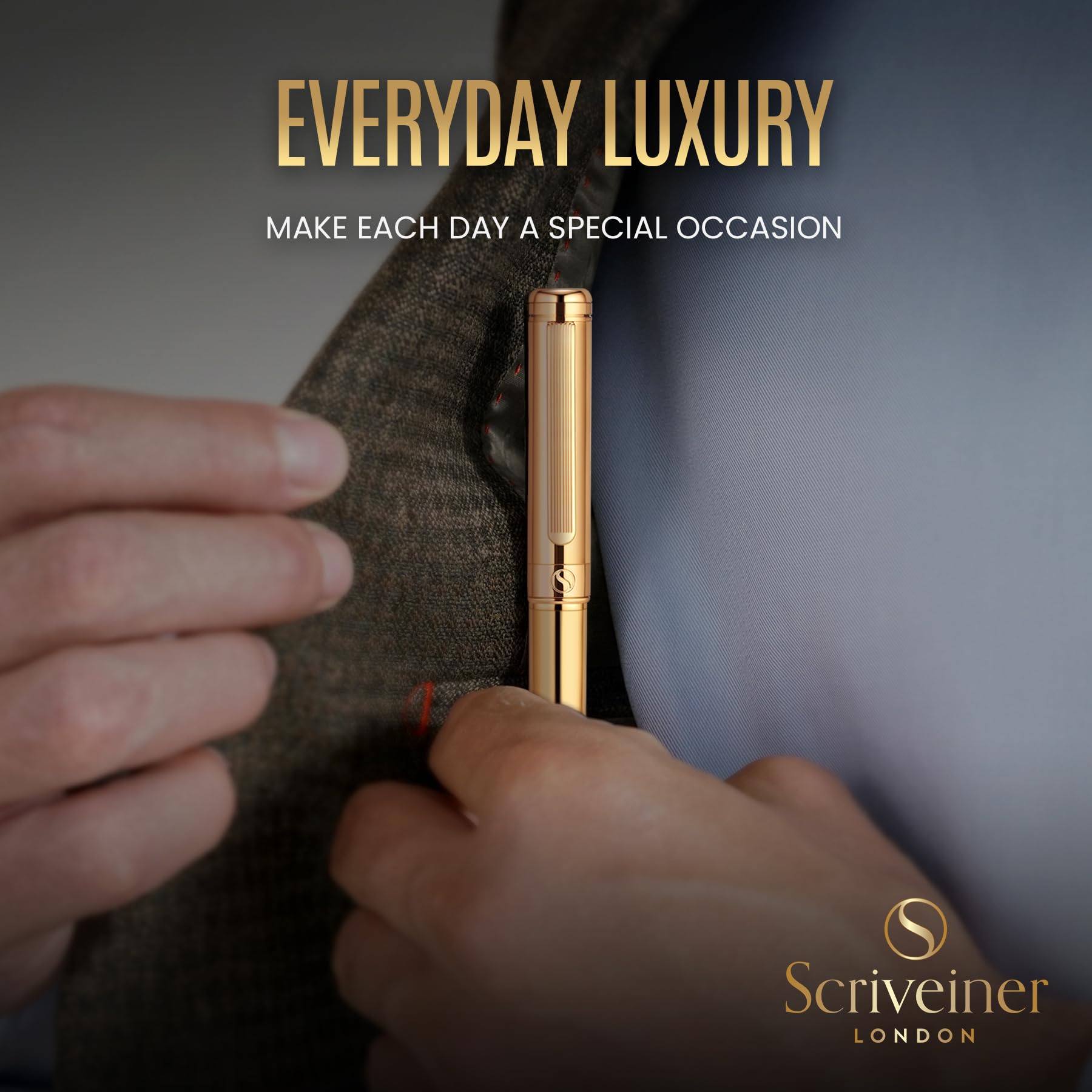 Scriveiner Gold Ballpoint Pen - Stunning Luxury Pen, Real Gold Plating, Schmidt Black Refill, Best
