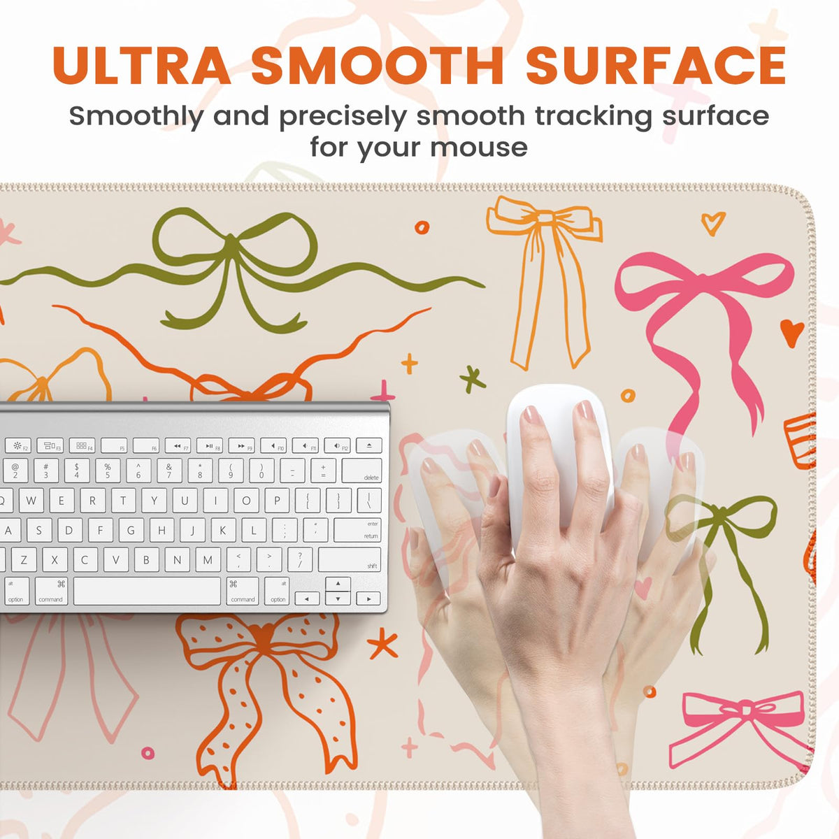 iCasso Mouse Pad, Desk Mat for Office Decor,35.4 x 15.7 in, Colorful Bow