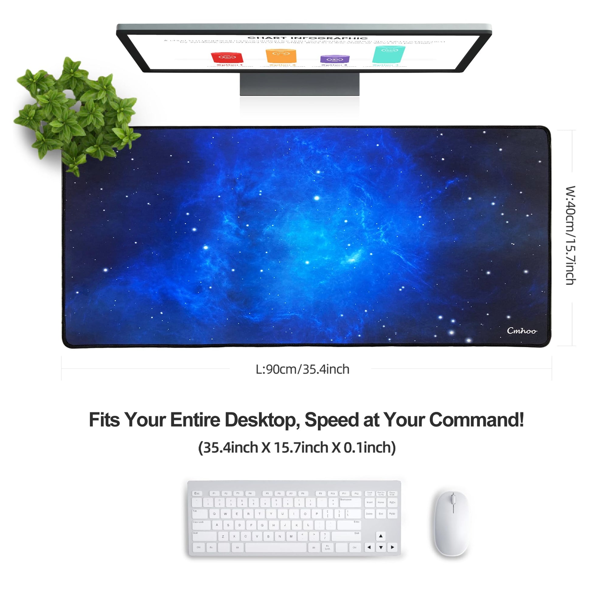 Cmhoo Large Mouse Pad Gaming XXL & Desk Keyboard Mat Size (35.4x15.7x0.1IN, 90x40 Sky Blue)