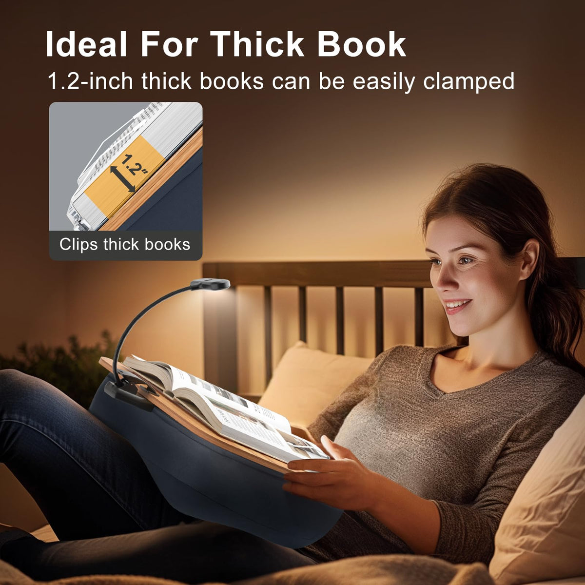 ERGONOV Book Pillow Stand with 6500K Reading Light, Hands Free Book Holder