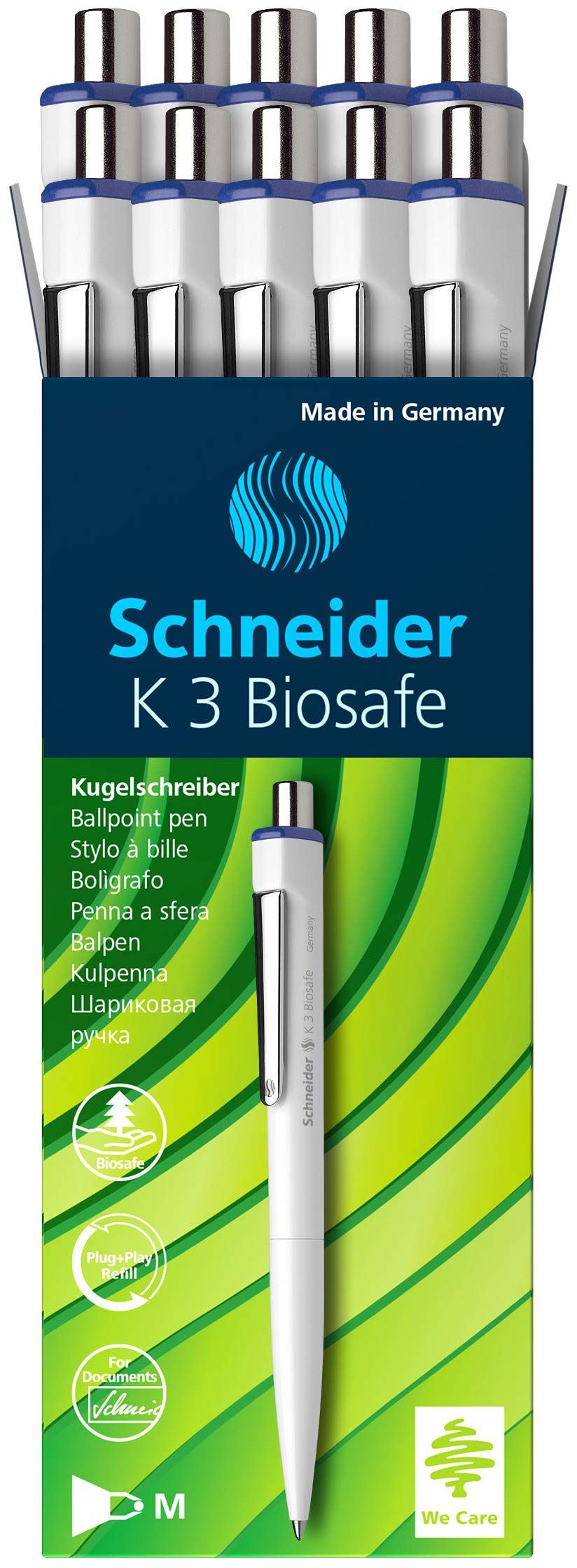Schneider 739 ISO 12757-2 G2 Mechanical Ballpoint Pen K3 Blue M Indelible Pack of 10