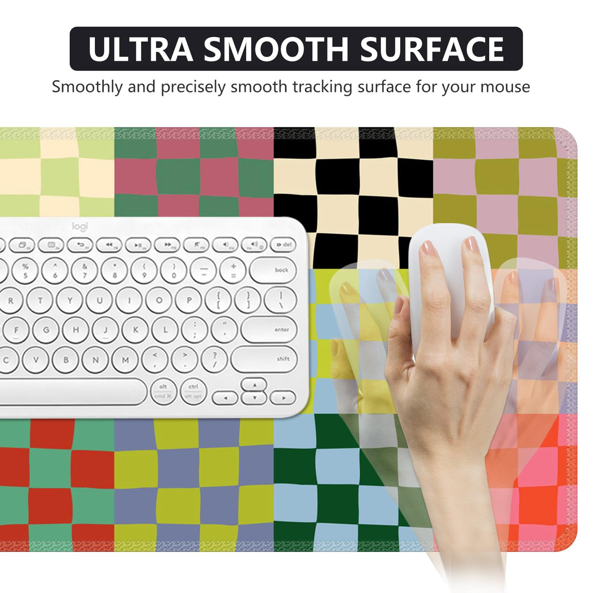 iCasso Desk Mat,Cute Desk Cover for Women,35.4x15.7in,Checkered