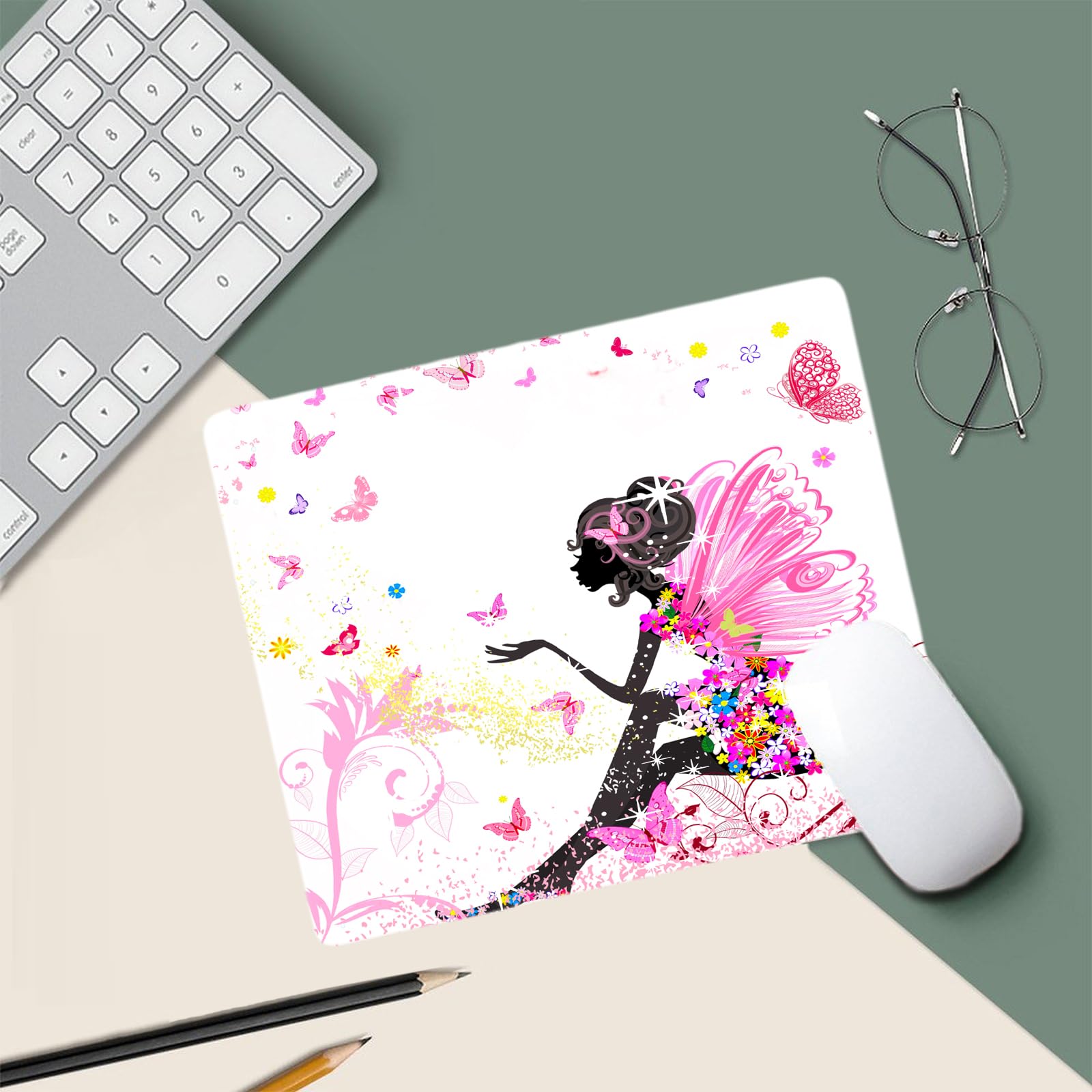 Mouse Pad Bling Diamond Glitter Sparkle Rose Gold Mousepad Pink Girl Butterfly Mouse Pad, Bling
