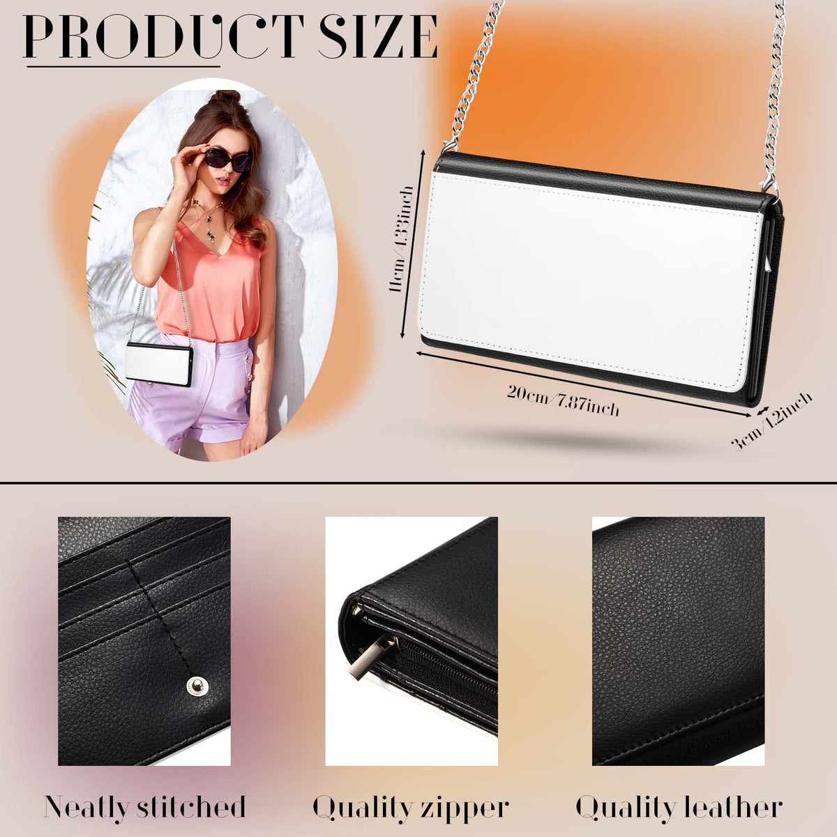 LEIFIDE Sublimation Blank Wallet for Women Heat Transfer DIY Pattern White 5 Mezzanine Purse Makeup