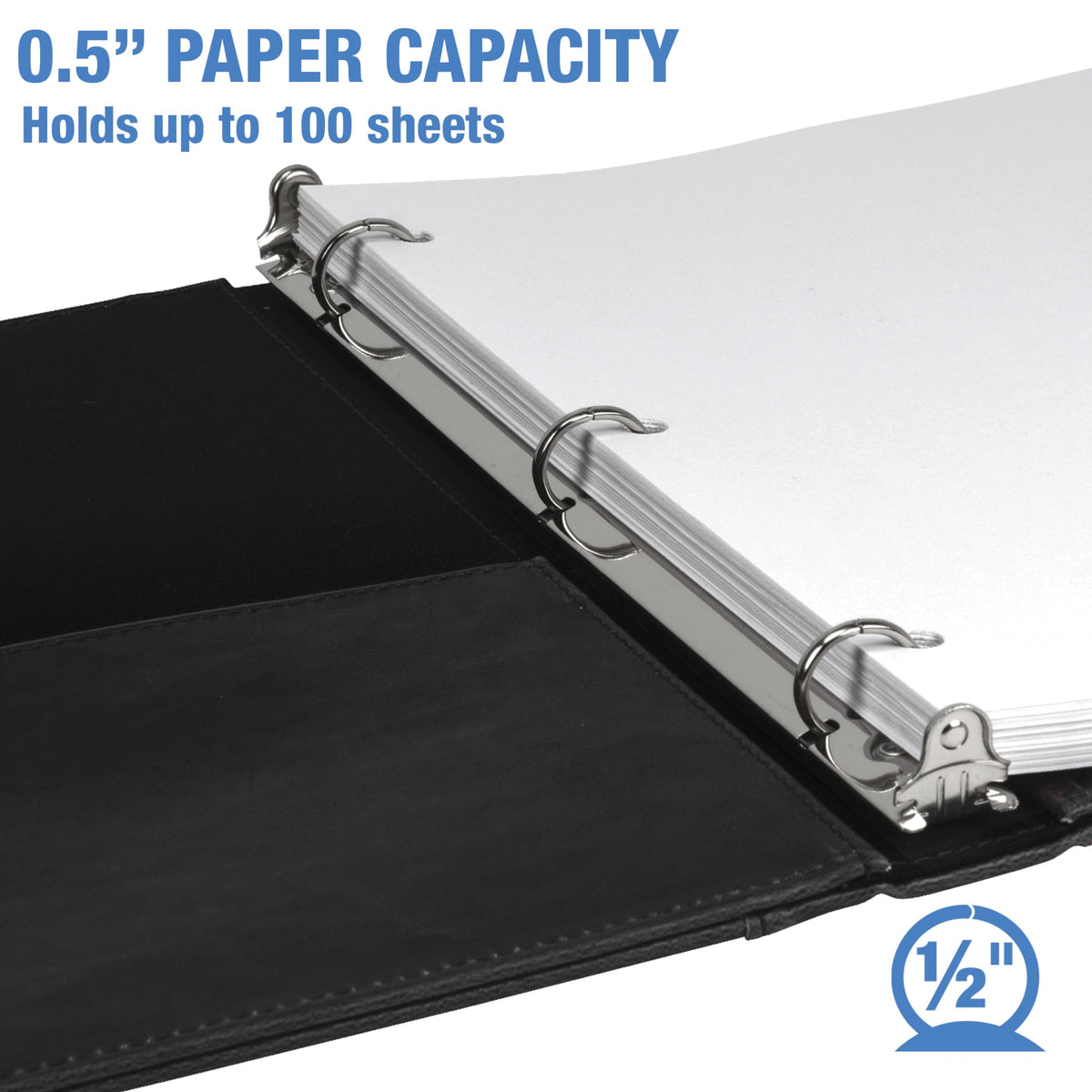 Samsill Vintage Leather 3 Ring Binder 0.5 Inch Round Ring (Holds 100 Sheets), 8.5 x 11 Inch