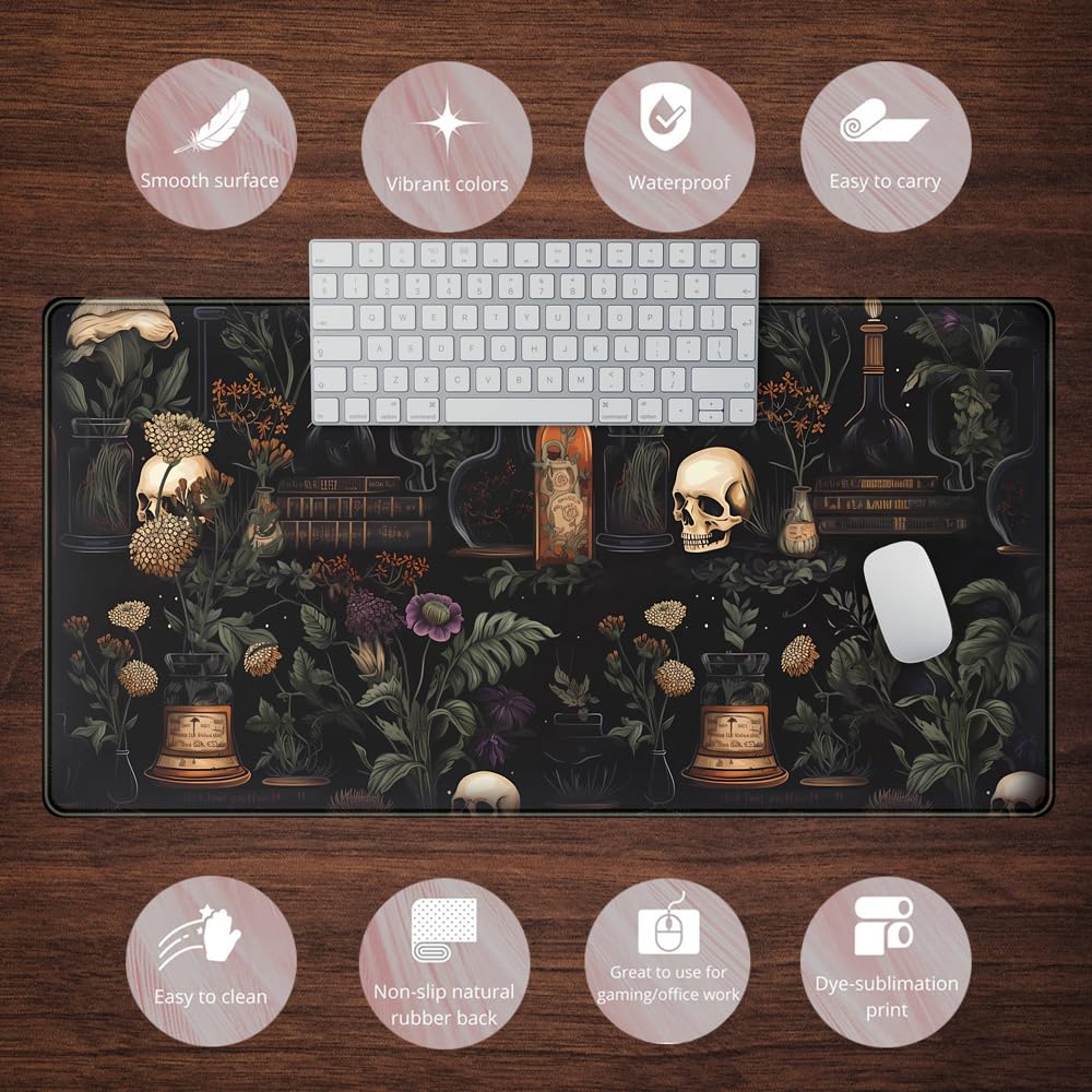 Vintage Aesthetic Desk Mat Black Academia Desk Mouse Pad XL Extended Large Gaming Desk Mousepad