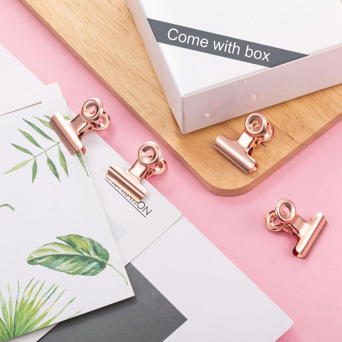 40 Pack Metal Bulldog Clips, Small Bull Binder Paper Clips, Rose Gold