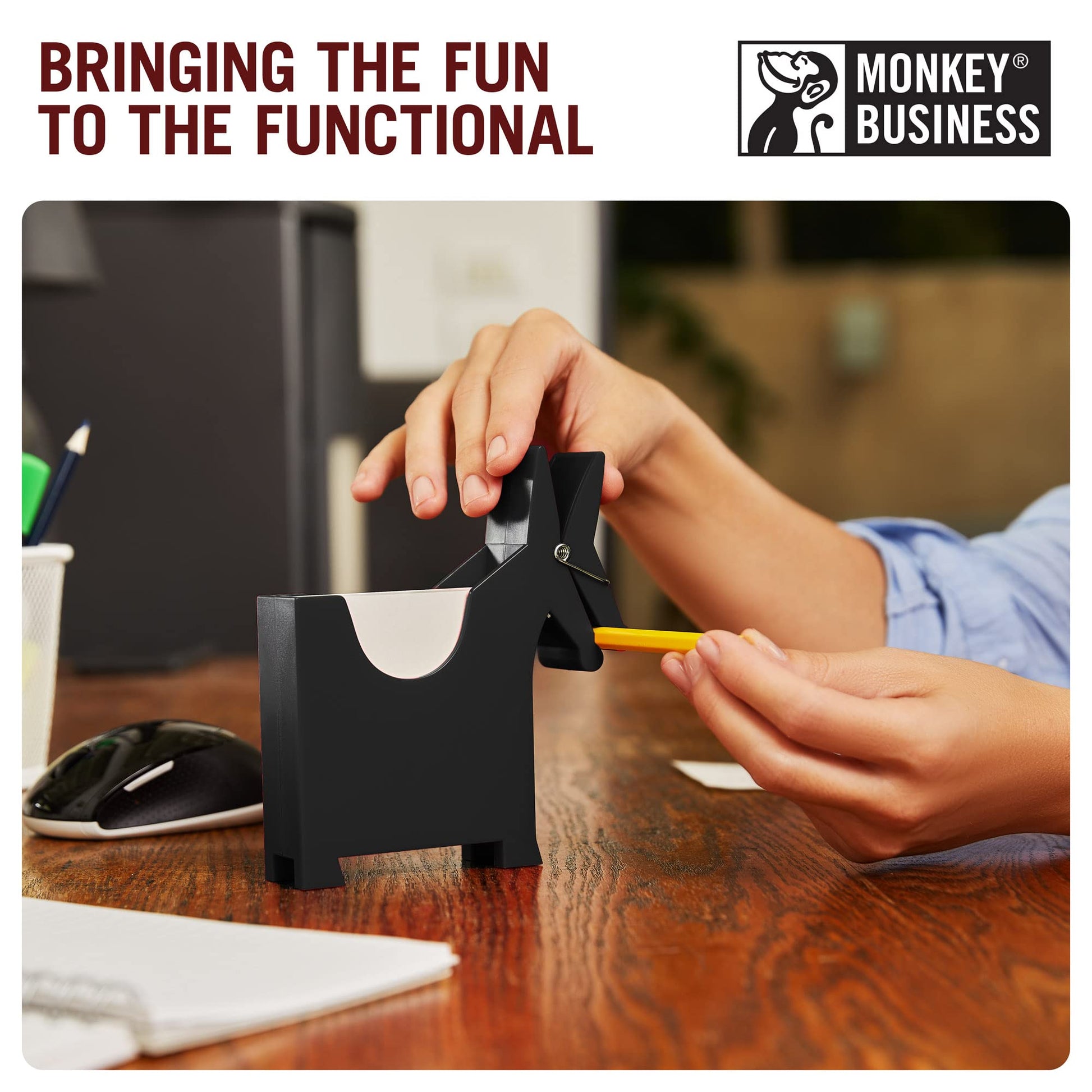 Monkey Business: Morris The Donkey Desktop Memo Holder - Cute Sticky Notes Holder & Desk Organiser
