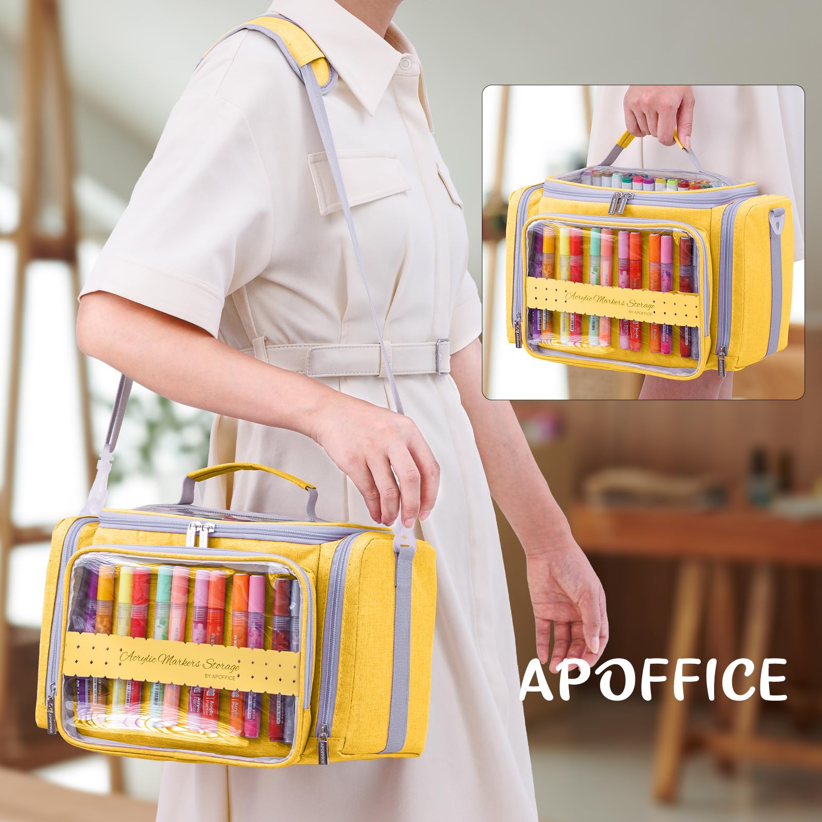APOFFICE Marker Storage Organizer Case for 180–300 Markers with Dividers