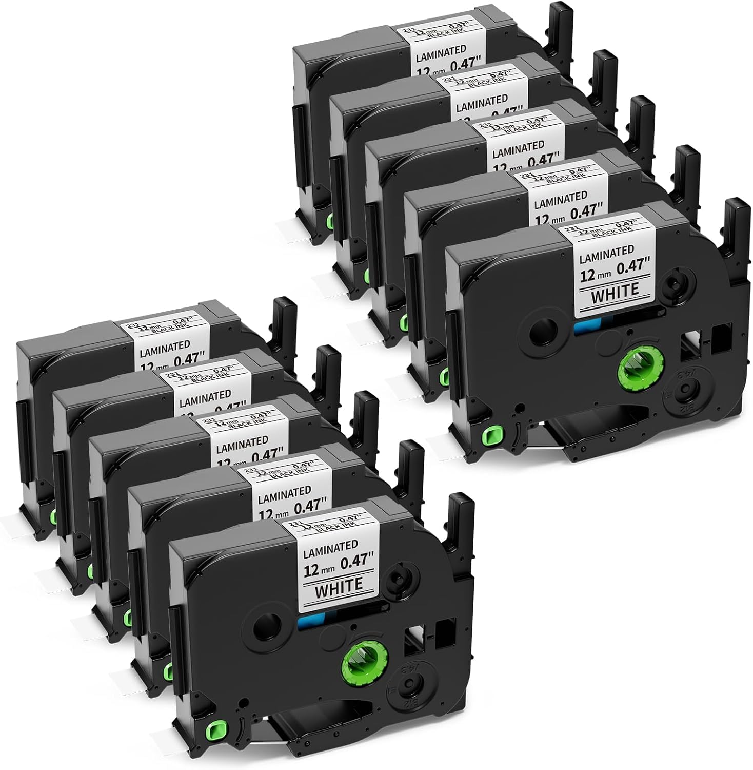 10-Pack TZe-231 TZ-231 Replacement for Brother P Touch Label Maker Tape