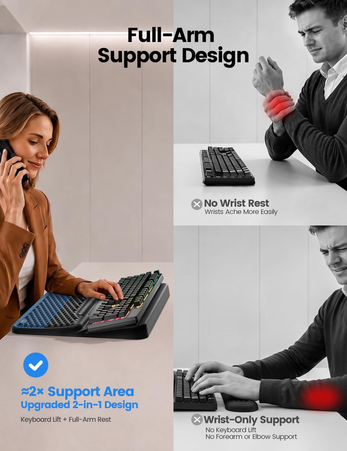 Vaydeer Extra Large Keyboard Stand with Wrist Rest, Ergonomic Wrist Support