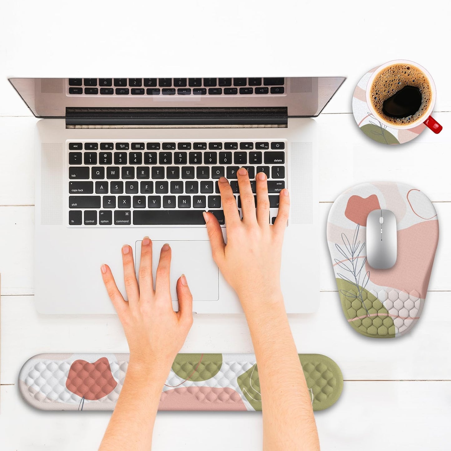 Hasinart Ergonomic Mouse Pad and Keyboard Wrist Rest with Massage Design, Space-Saving Mouse Pad