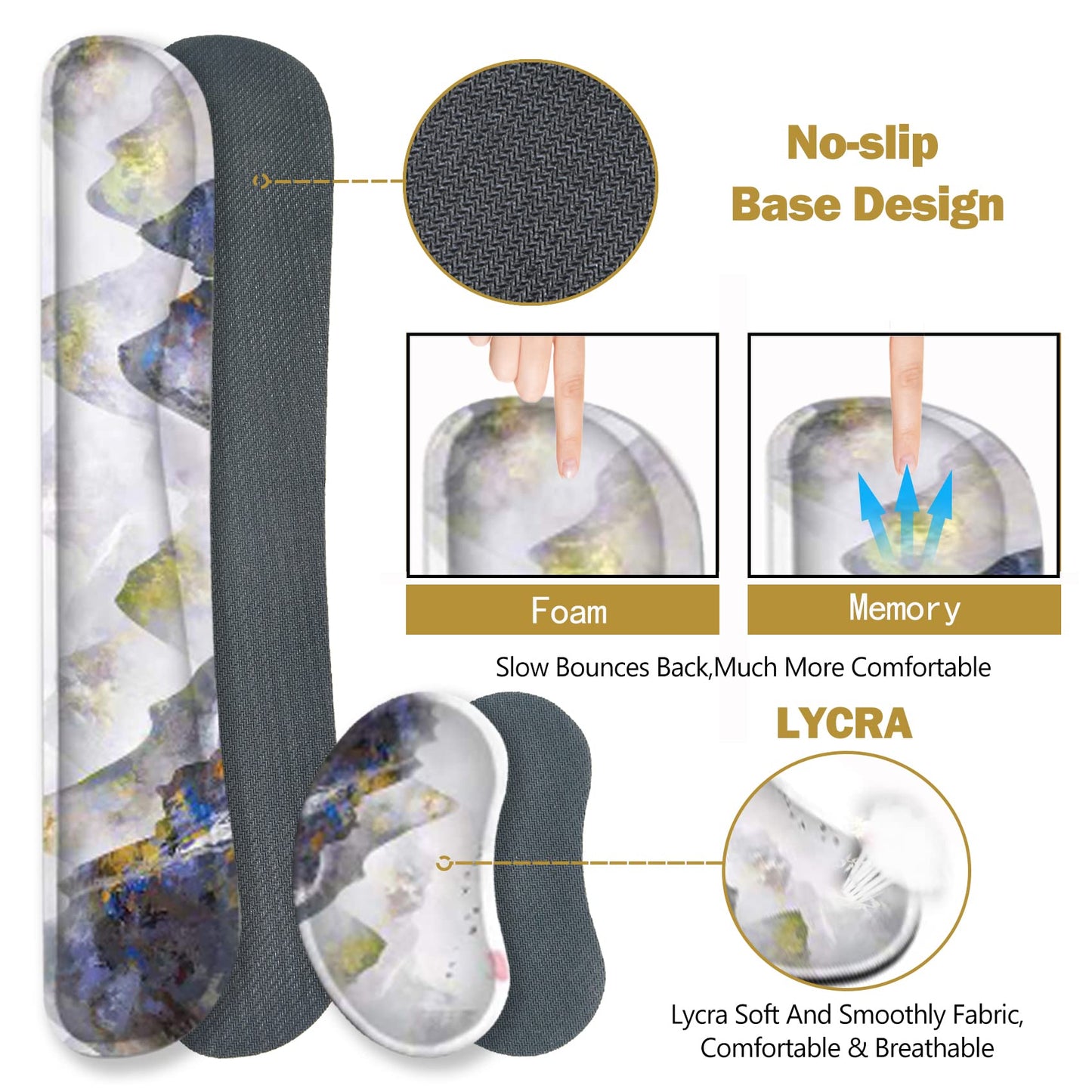 ToLuLu Extended Gaming Mouse Pad, Memory Foam Ergonomic Keyboard Mouse Wrist Rest Support Set