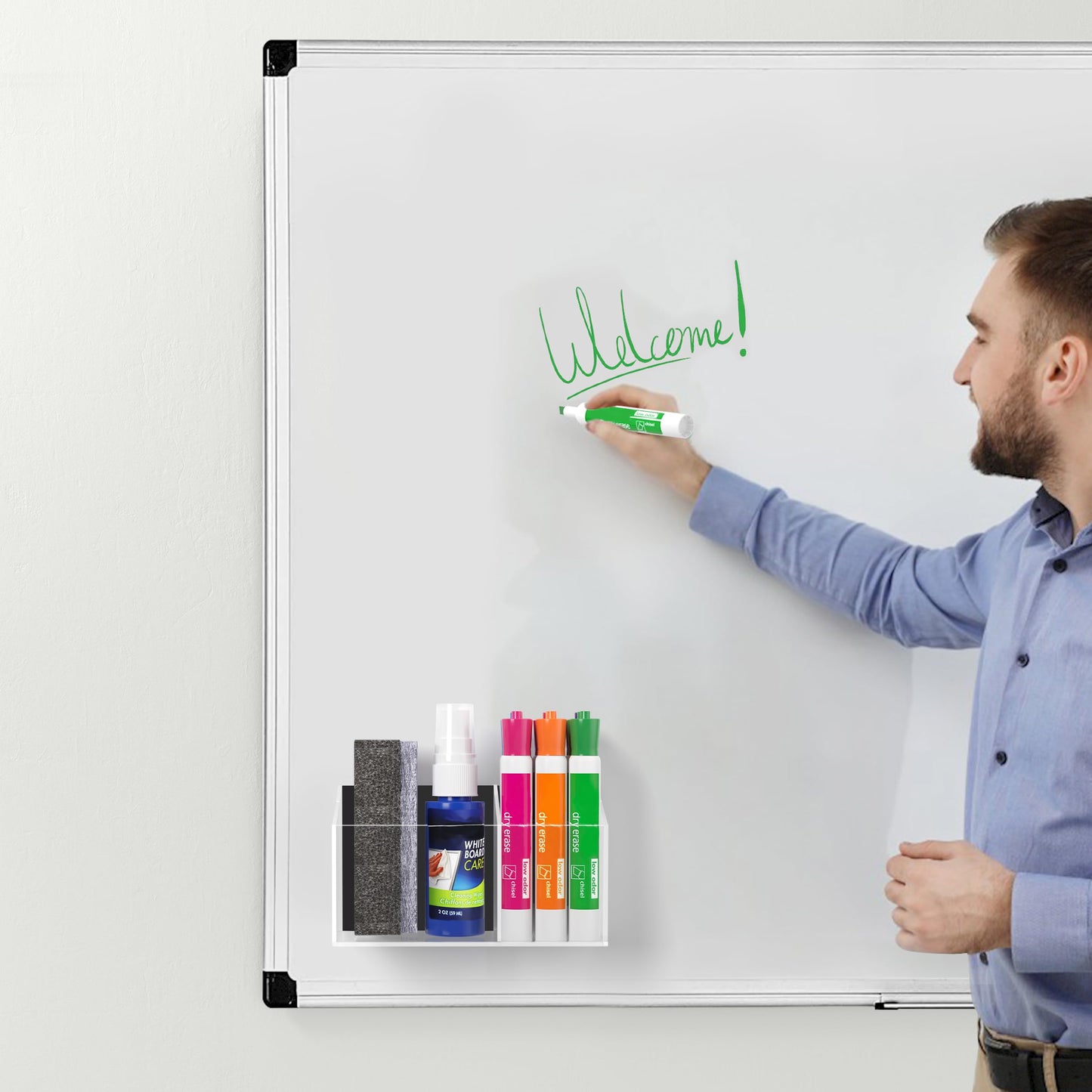 HBlife Magnetic Dry Erase Marker Holder for Whiteboard, Wall Mount, Clear