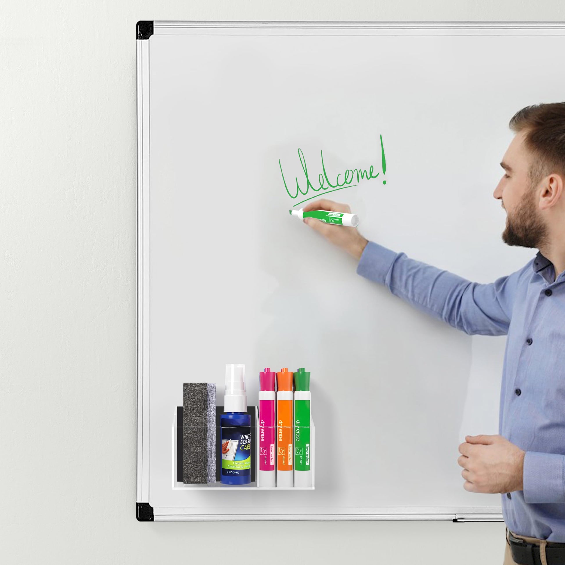HBlife Magnetic Dry Erase Marker Holder for Whiteboard, Wall Mount, Clear
