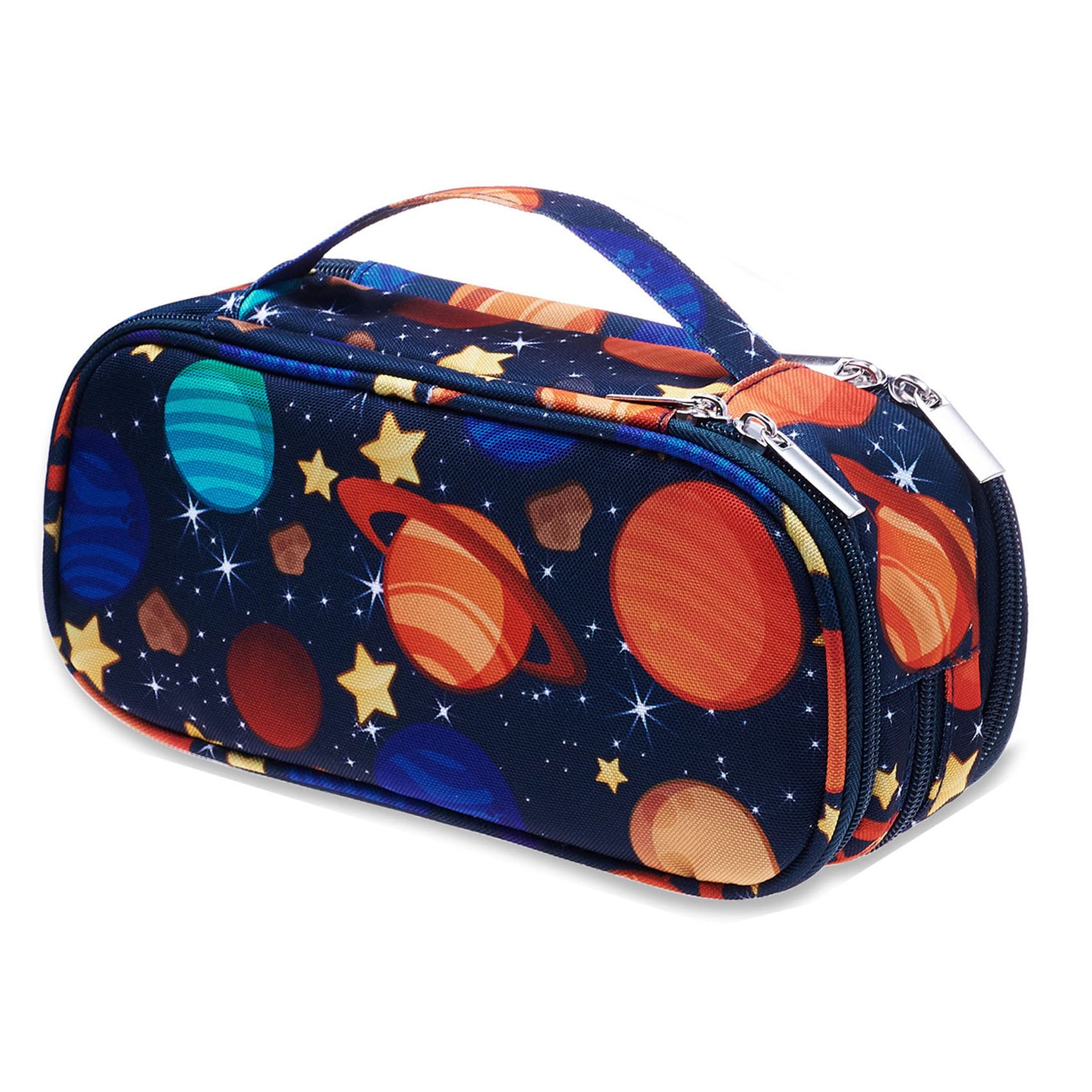 LParkin Galaxy Pencil Case for Boys Super Large Capacity 3 Compartments Space Pencil Pouch Space