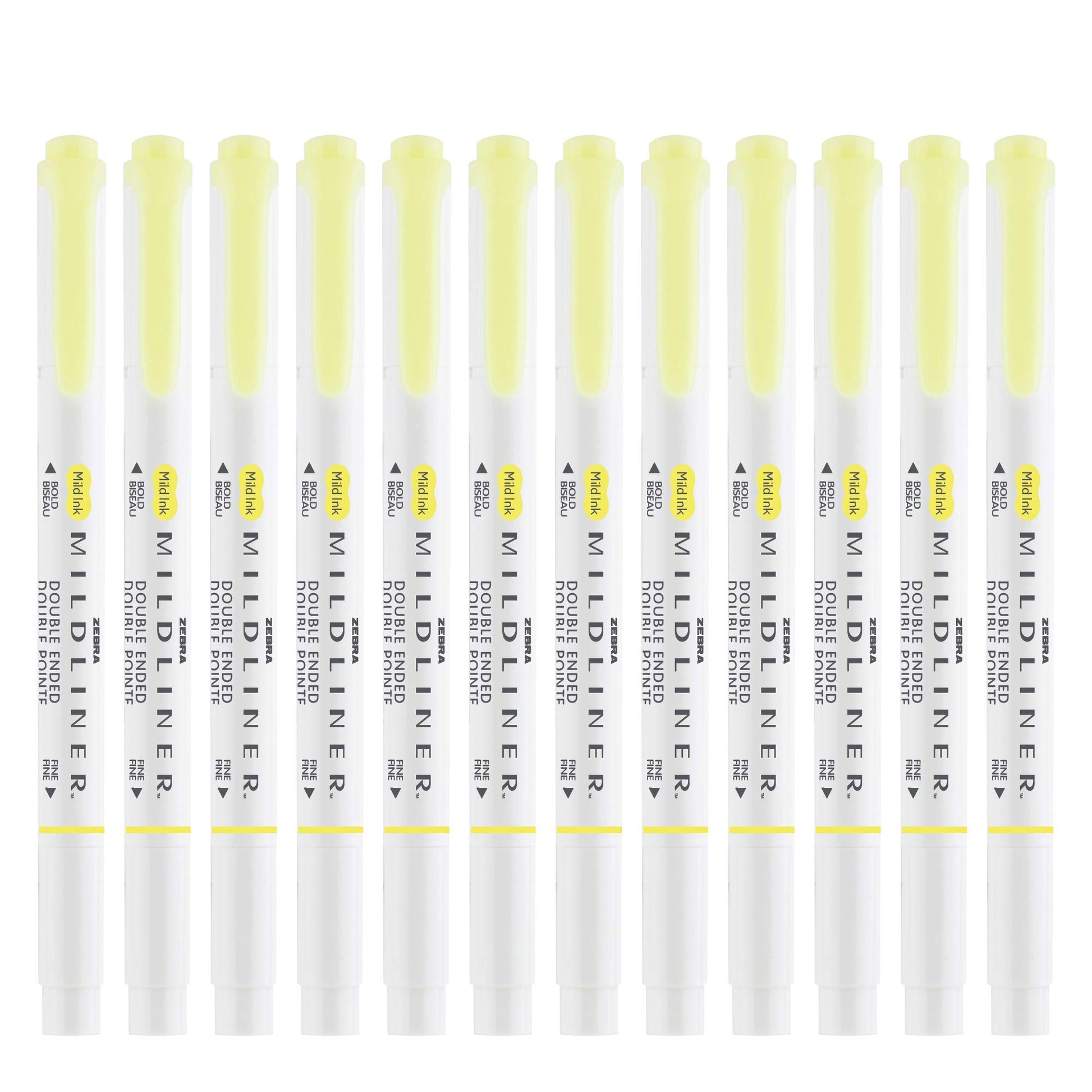 Zebra Pen MILDLINER No Bleed Highlighter, Yellow Color, Dual Tip, 12-Pack