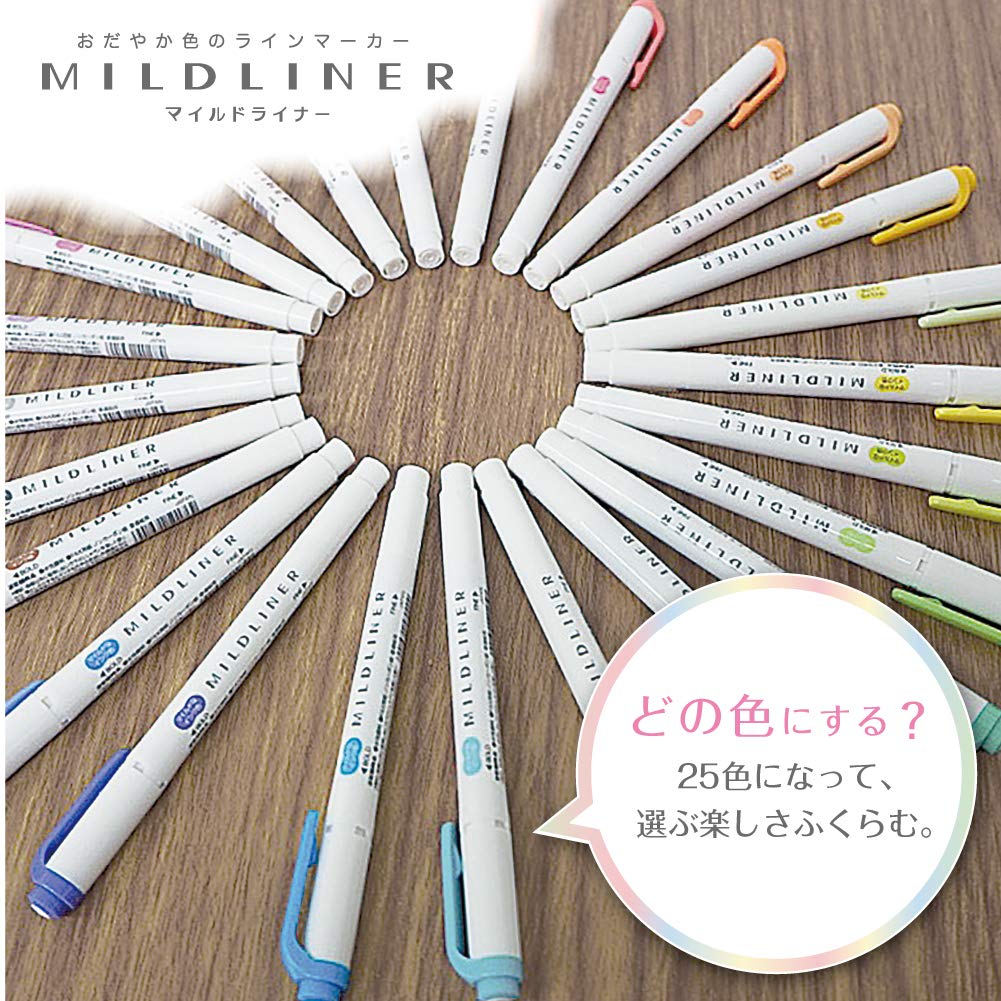 Zebra Mildliner WKT7-25C Highlighter, Set of 25 Colors