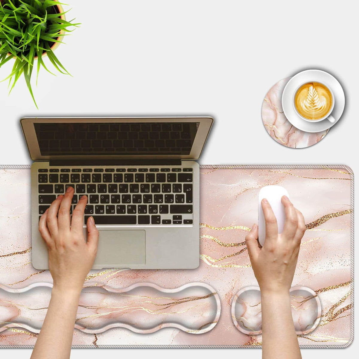 FGDRFGRW Mouse Pad Set,(31.5×11.8 in) Desk Pad + Keyboard Wrist Rest Support + Mouse Wrist Rest +