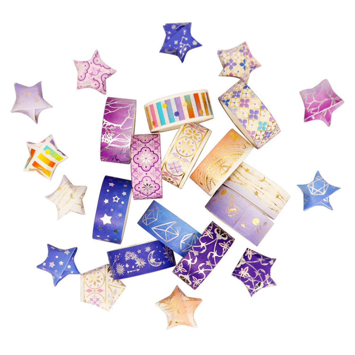 Esweny 12 Rolls Galaxy Washi Tape Set Bronzing Starry Night Decorative Masking Tape for