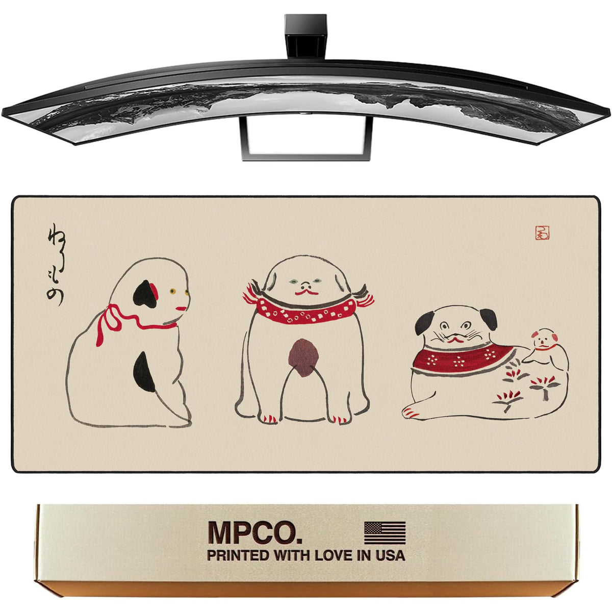 MPCO. Little Doggies Gaming Desk Pad, 36" x 17" Duraglyde Fabric Desk Mat