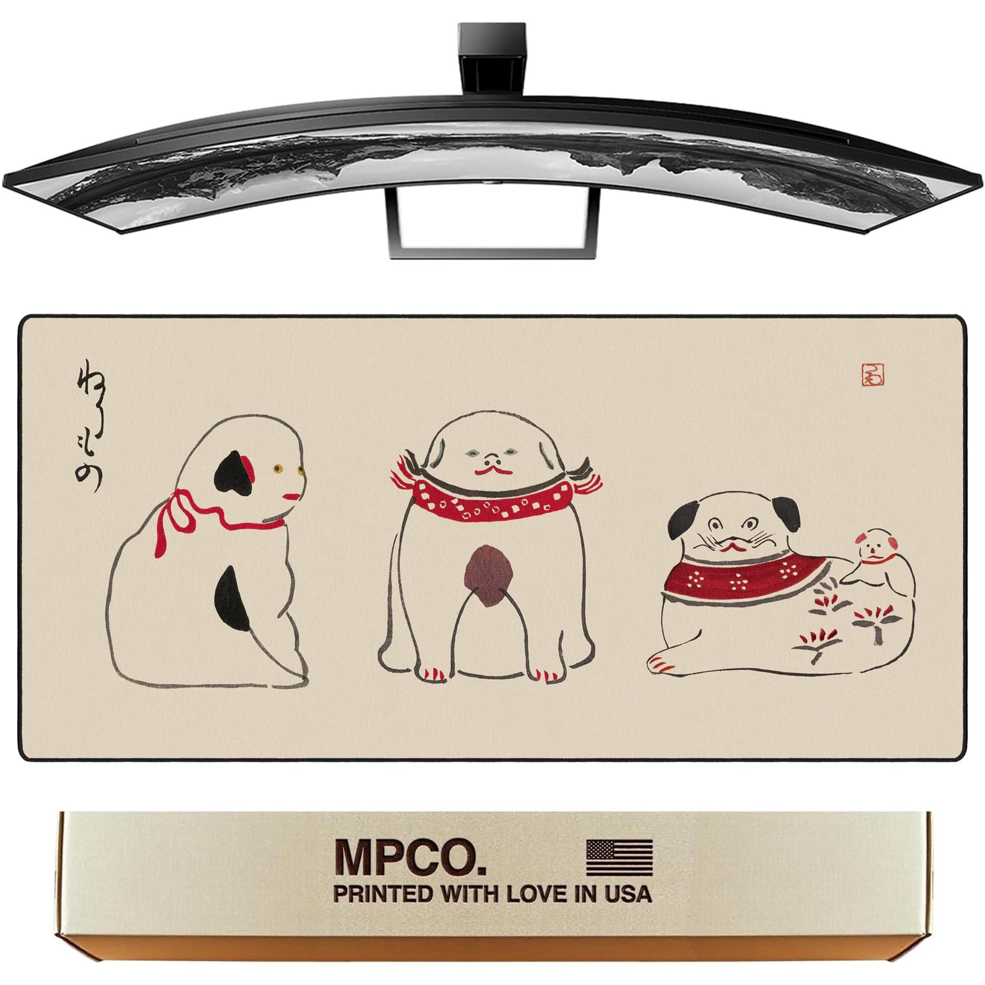 MPCO. Little Doggies Gaming Desk Pad, 36" x 17" Duraglyde Fabric Desk Mat