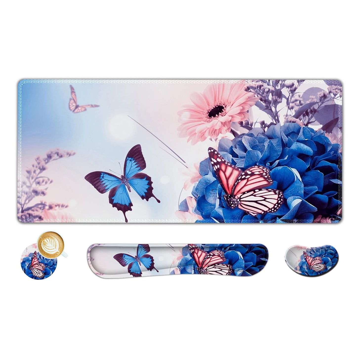AIMSA Large Gaming Mouse Pad Set, Keyboard Wrist Rest Support Mouse Pad, Ergonomic Memory Foam