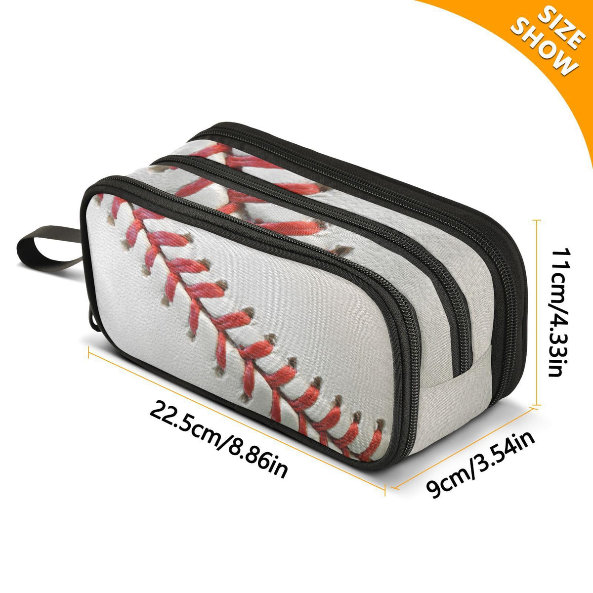 Sletend Pencil Case Baseball Sport 3 Compartments Pencil Pouch