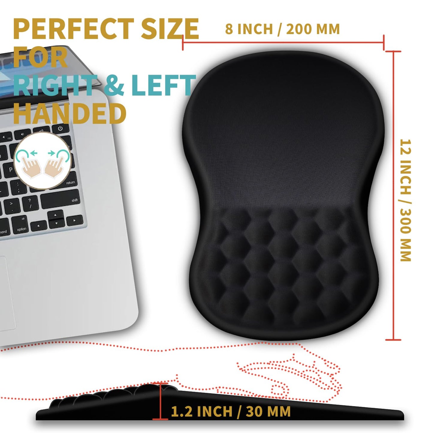 Hokafenle Ergonomic Mouse Pad Wrist Support with Massage Design, Wrist Rest Pain Relief Mousepad
