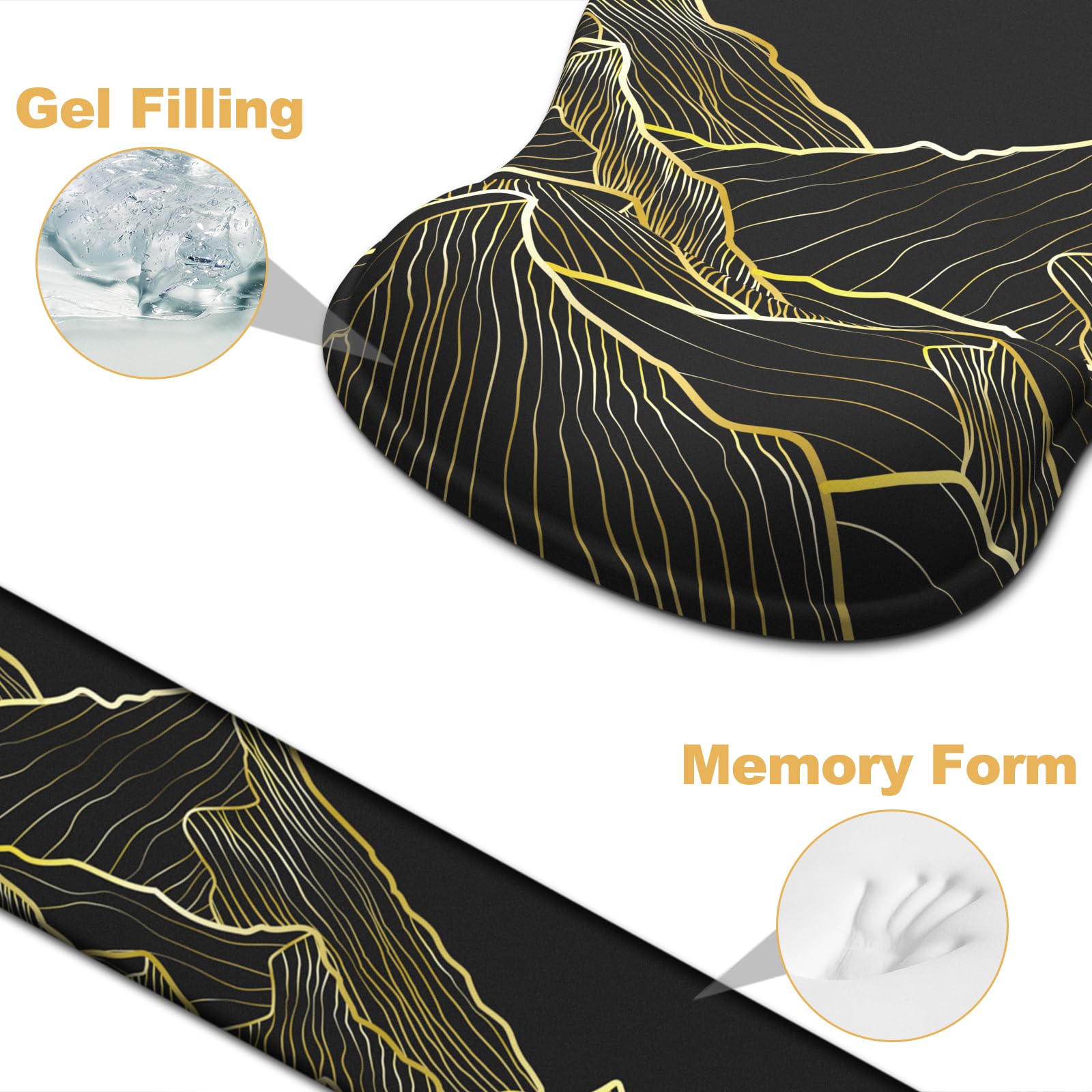 Ergonomic Mouse Pad with Wrist Rest and Keyboard Wrist Rest, Gel Mousepad