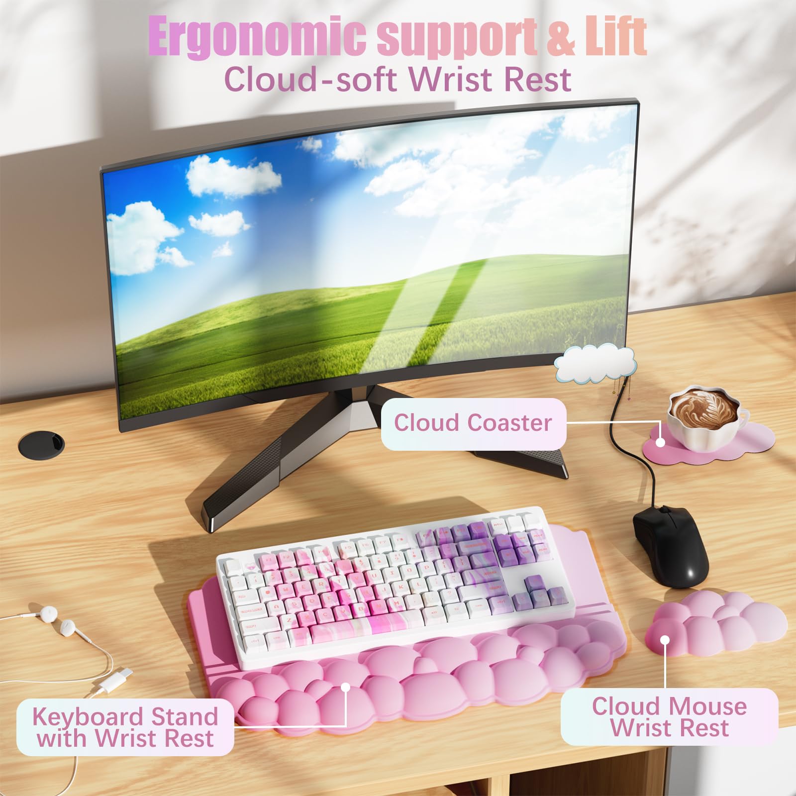 Wrist Rest with Keyboard Stand, Ergonomic Computer Wrist Support Pad