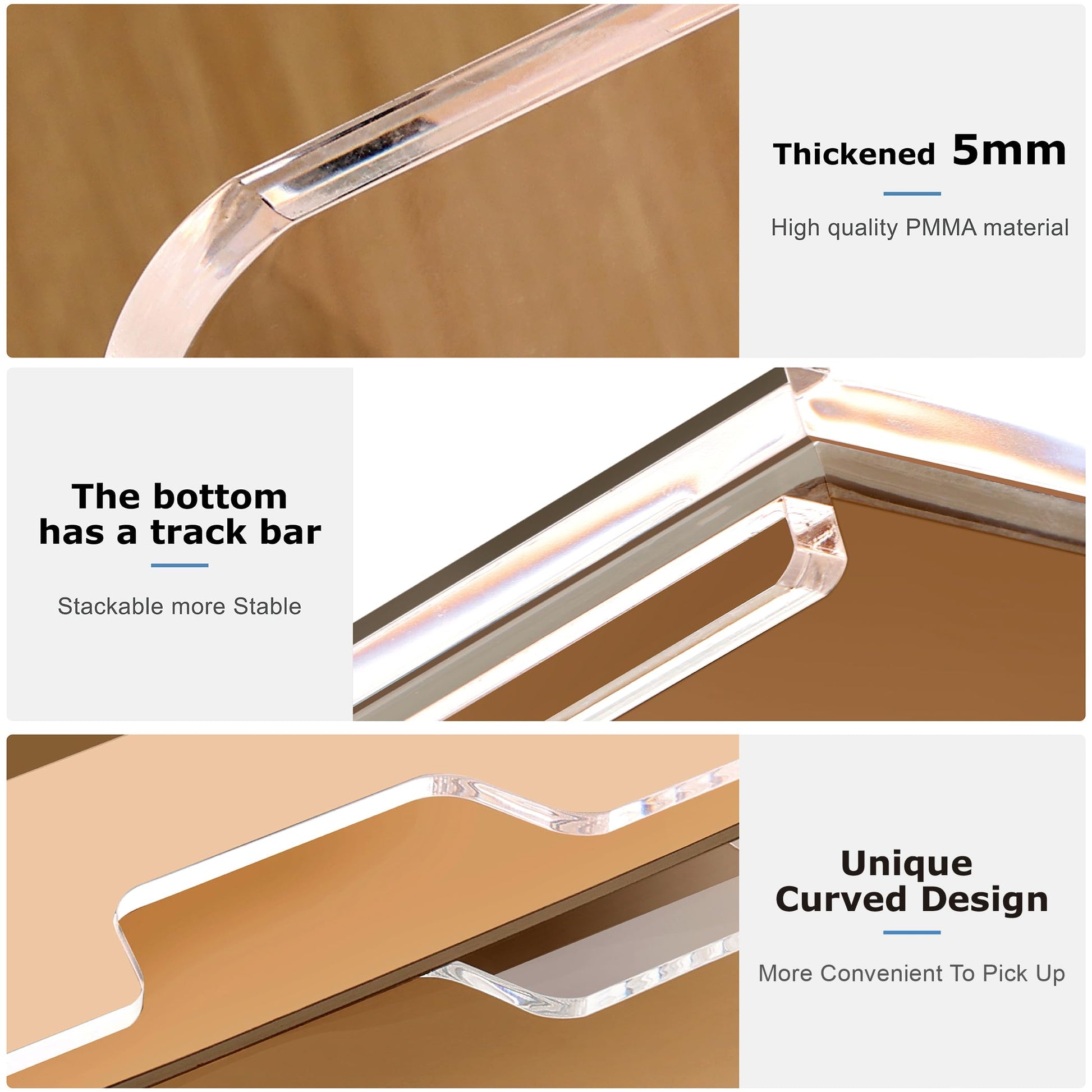 SANRUI 4 Tier Acrylic Paper Letter Tray Desk Stackable Organizer Trays，Clear Enlarged A4 Stackable