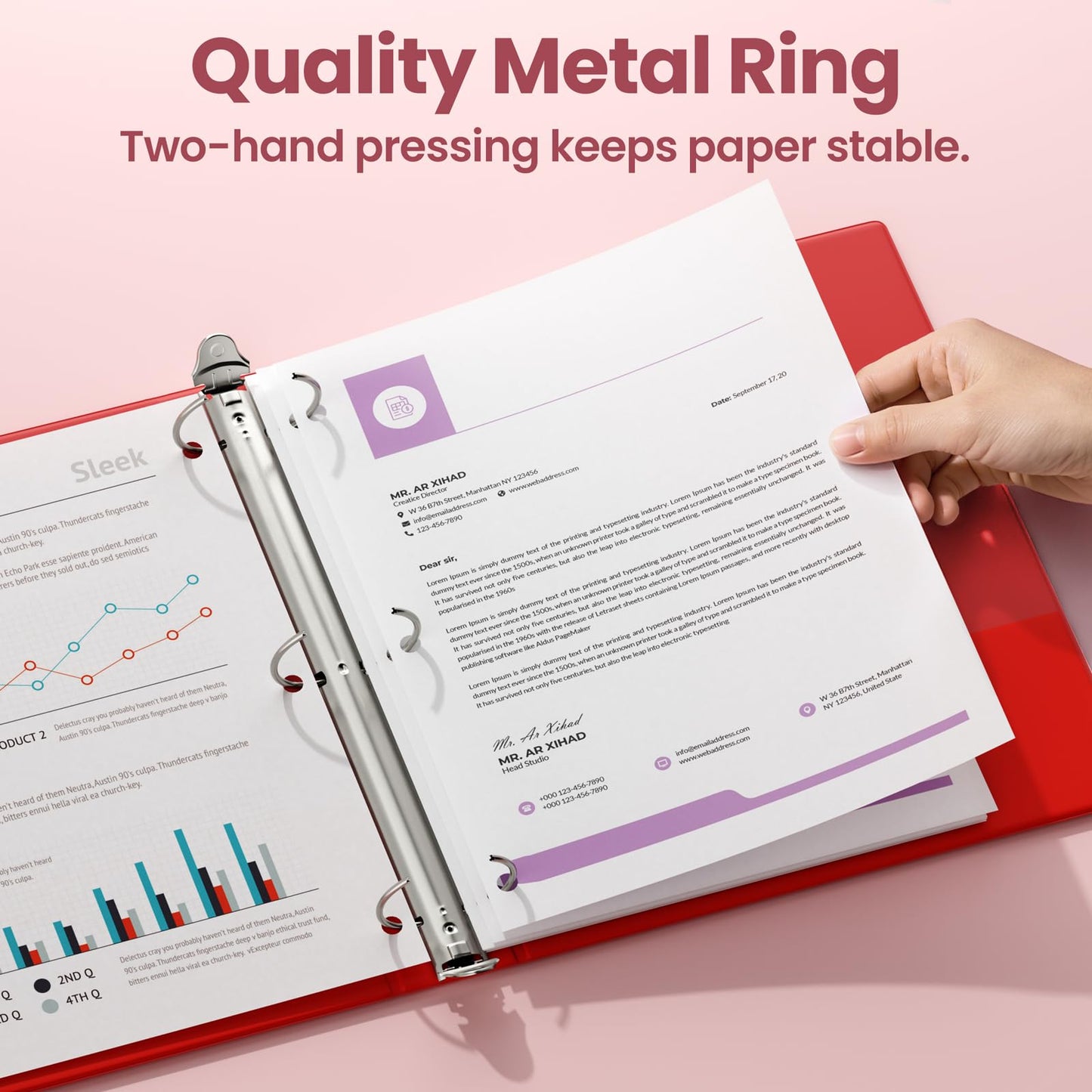 SUNEE 2 Inch Binders 3 Ring 6 Pack, Clear View Three Ring 2" Binders PVC-Free (Fit 8.5x11 Inches)