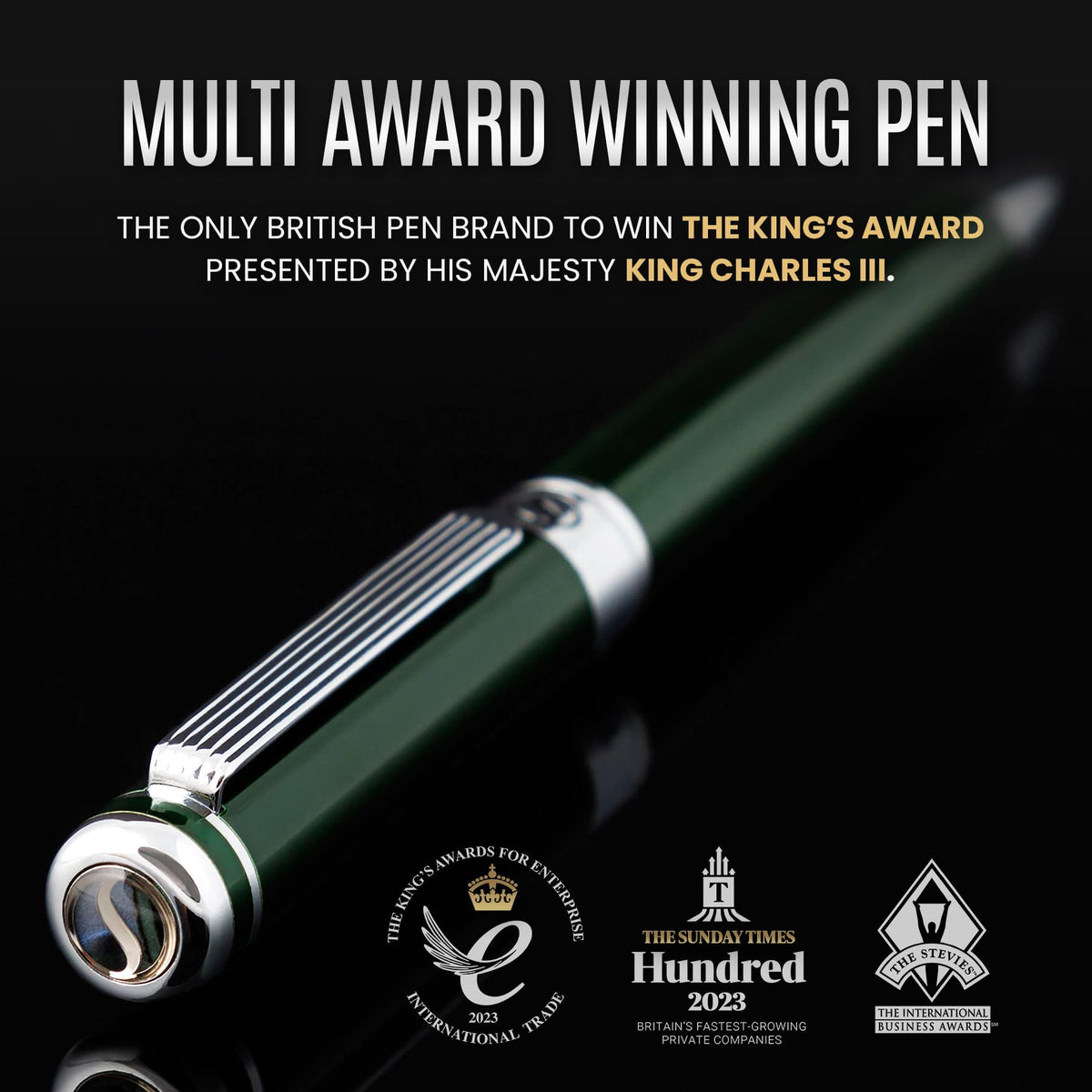 Scriveiner Green Ballpoint Pen - Stunning British Racing Green Luxury Pen, Chrome Finish, Schmidt
