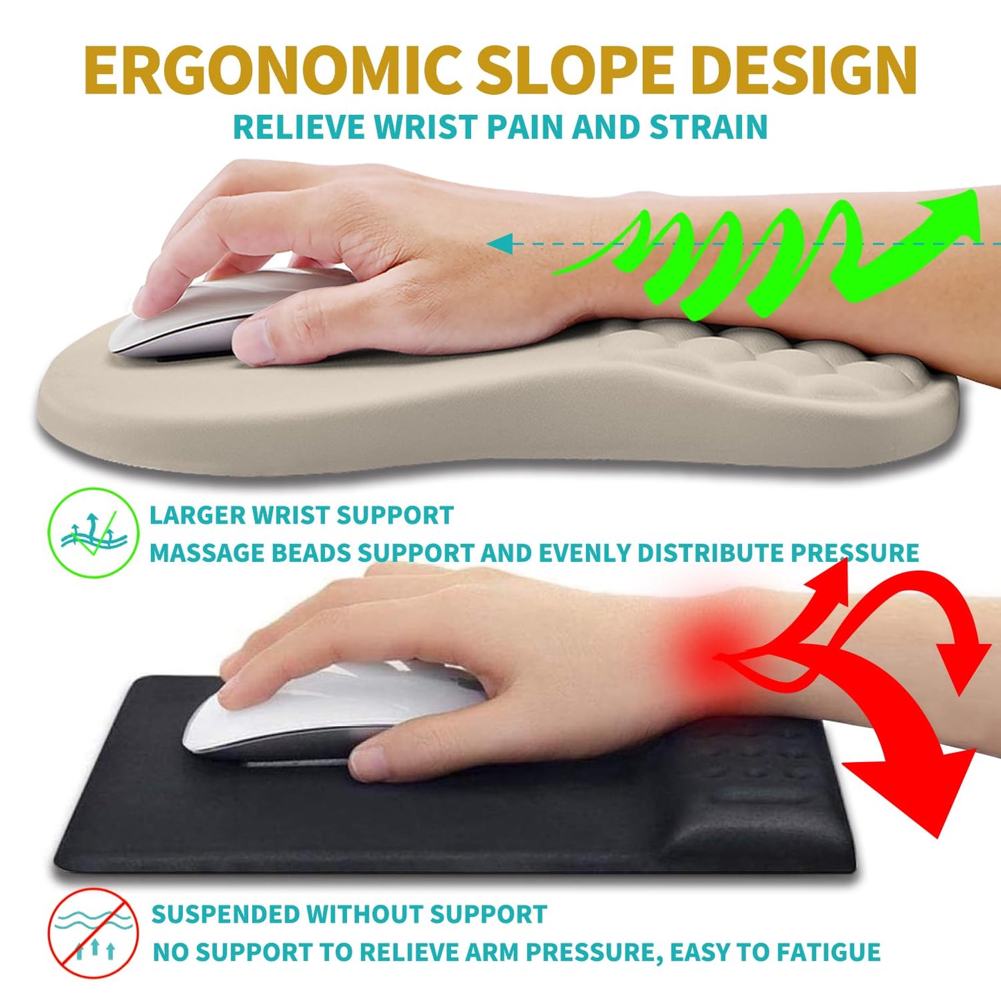 Hokafenle 2 in 1 Ergonomic Mouse Pad Wrist Support & Wrist Rest for Computer Keyboard Set, with