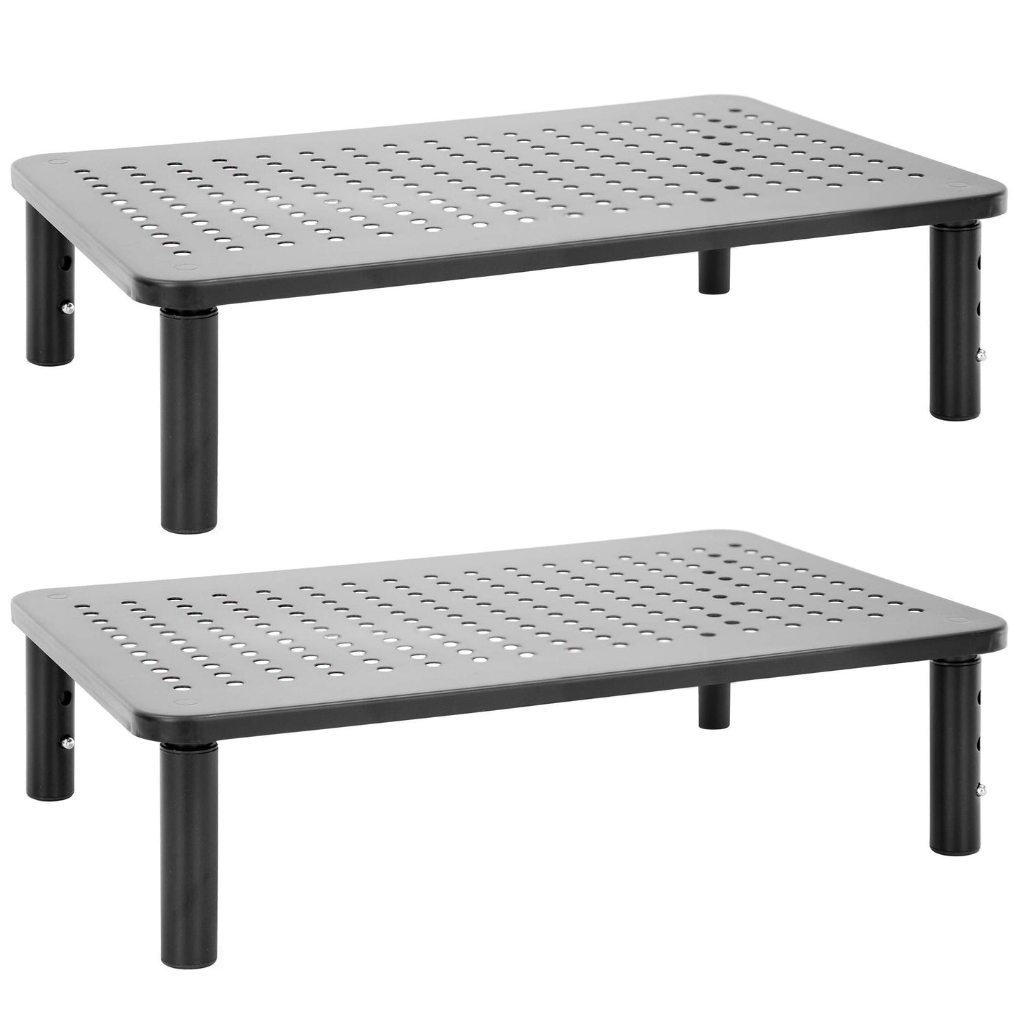 Mount-It! Metal Monitor Riser 2-Pack | Height Adjustable Computer Display and Laptop Stand for