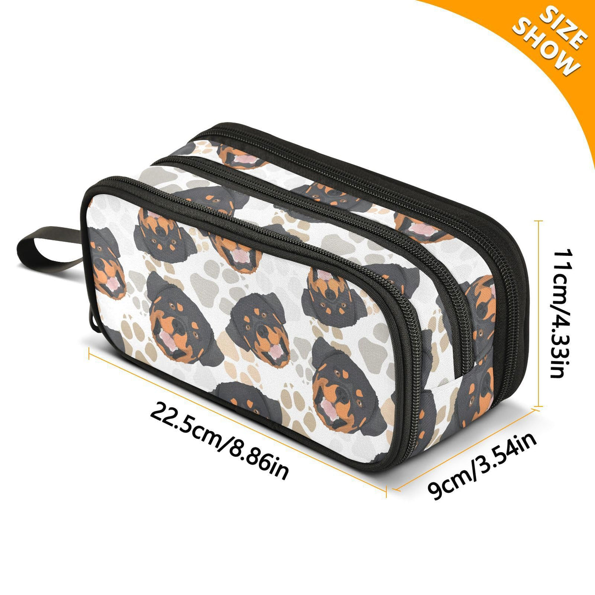 Sletend Pencil Case Rottweiler Dog 3 Compartments Pencil Pouch