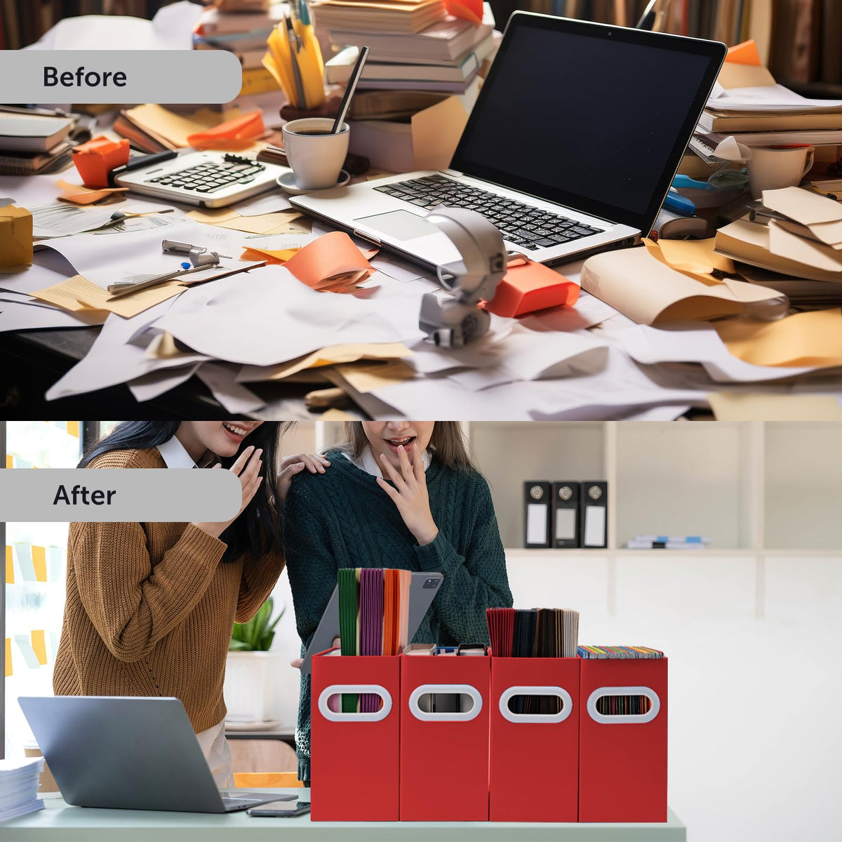 Aosric File Box for Hanging File Folders, Collapsible Cardboard Box