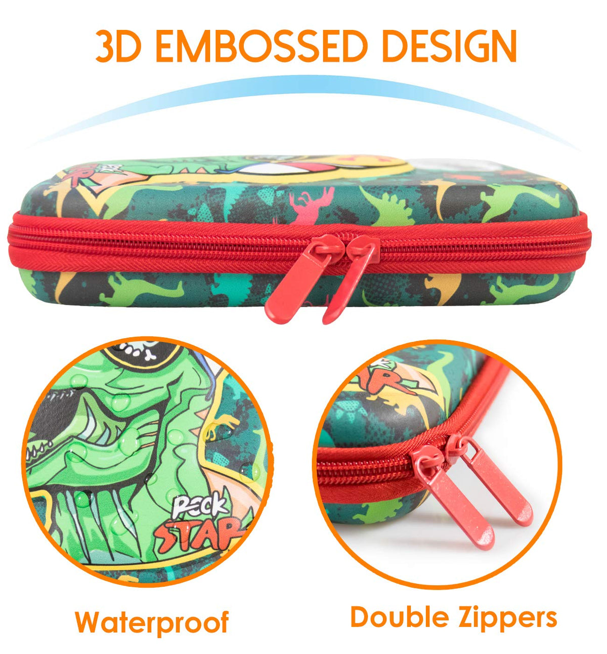 Wepop Pencil Case EVA T-rex Dinosaur Pen Pouch Holder Bag Big Capacity Desk Organizer Storage