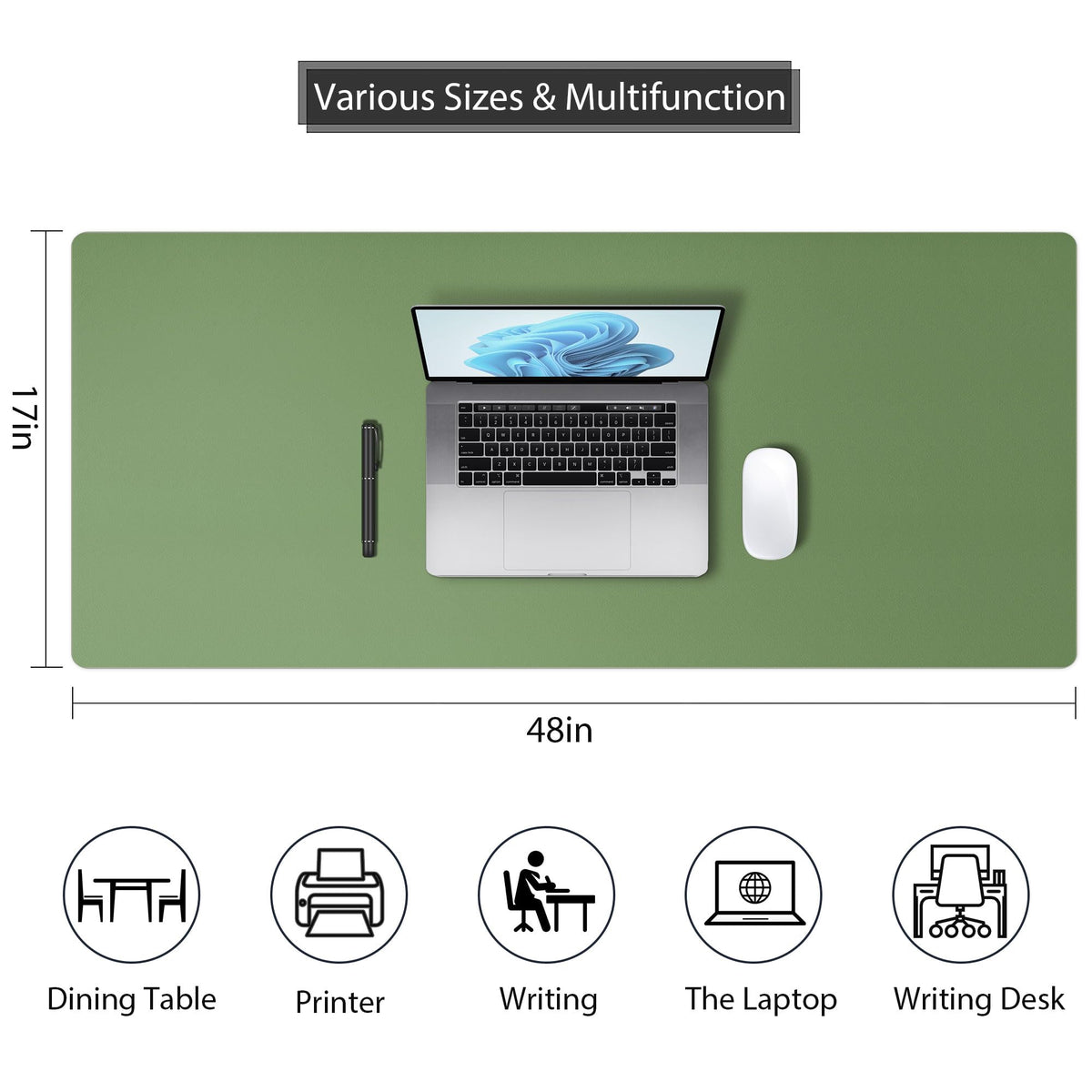 Roslim Leather Desk Pad Protector,Mouse Pad,Non-Slip Computer Mat for Desk,PU Leather Office Desk