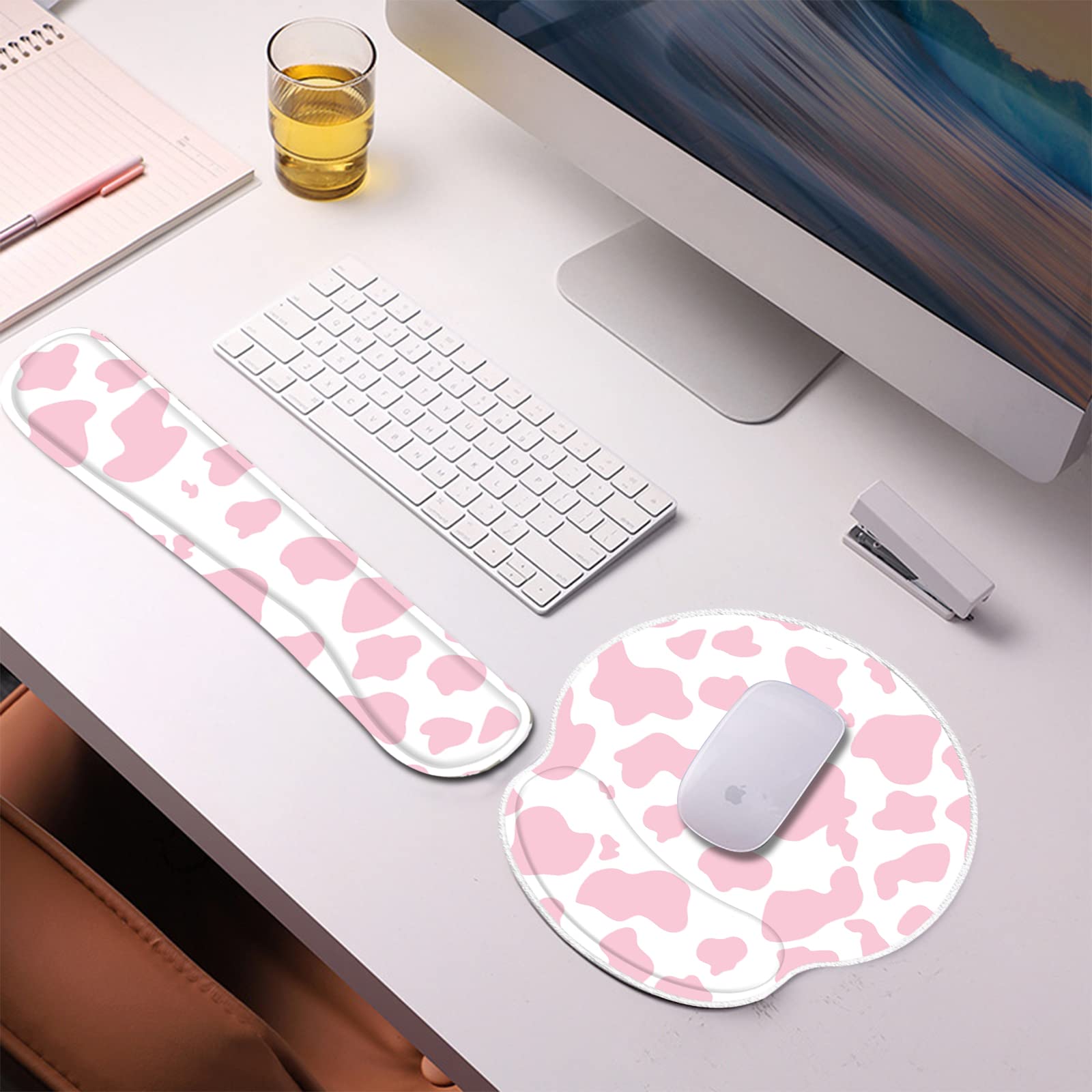 Deokke 2Pcs Keyboard Wrist Rest Pad and Mouse Wrist Rest Support Mouse Pad Set,Ergonomic
